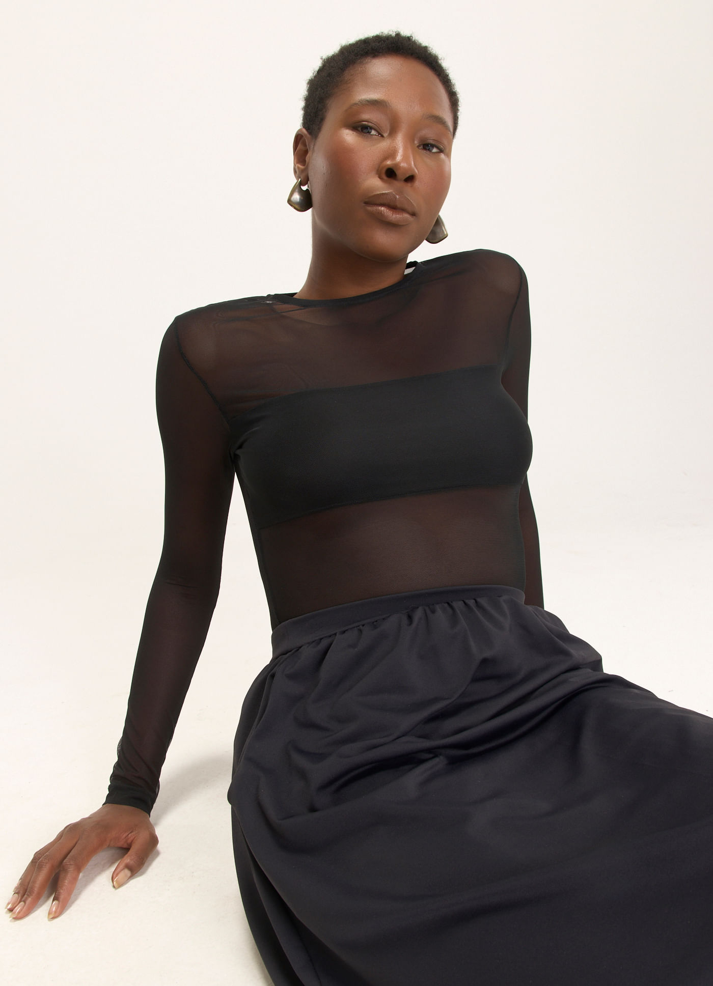 Blusa tule tarja preto