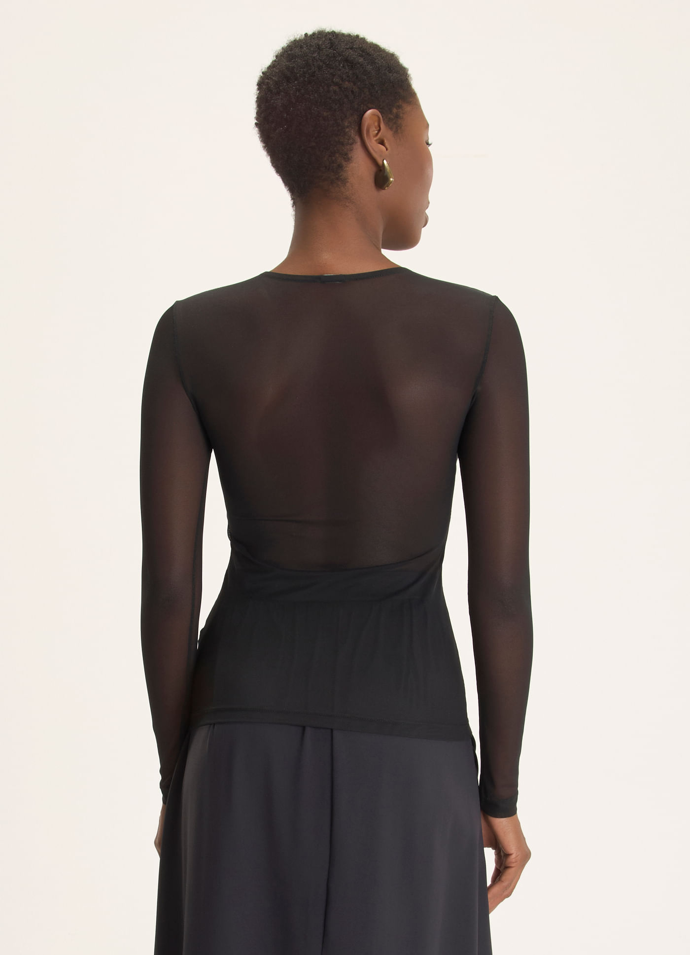 Blusa tule tarja preto