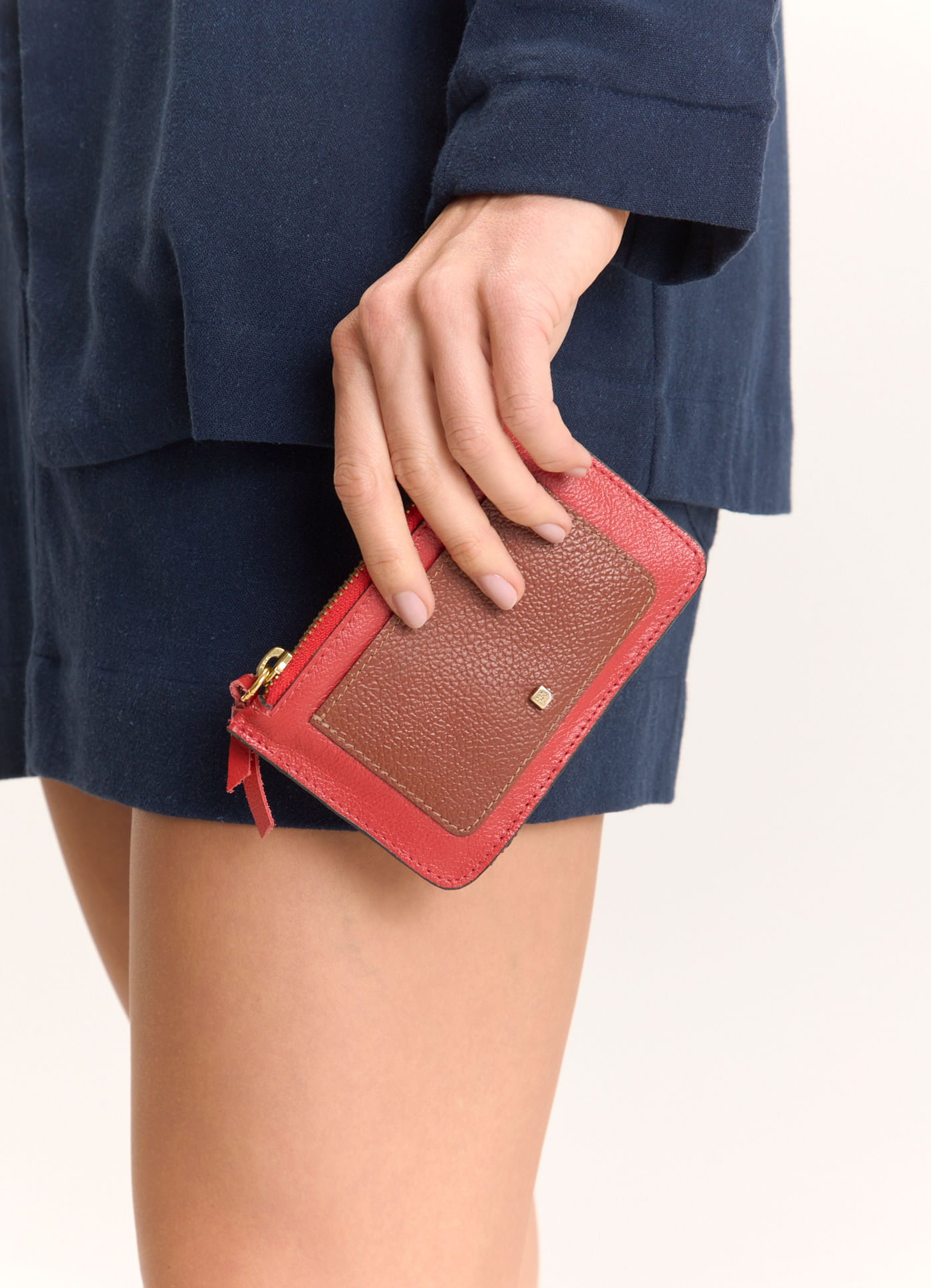 Carteira mini couro vermelho