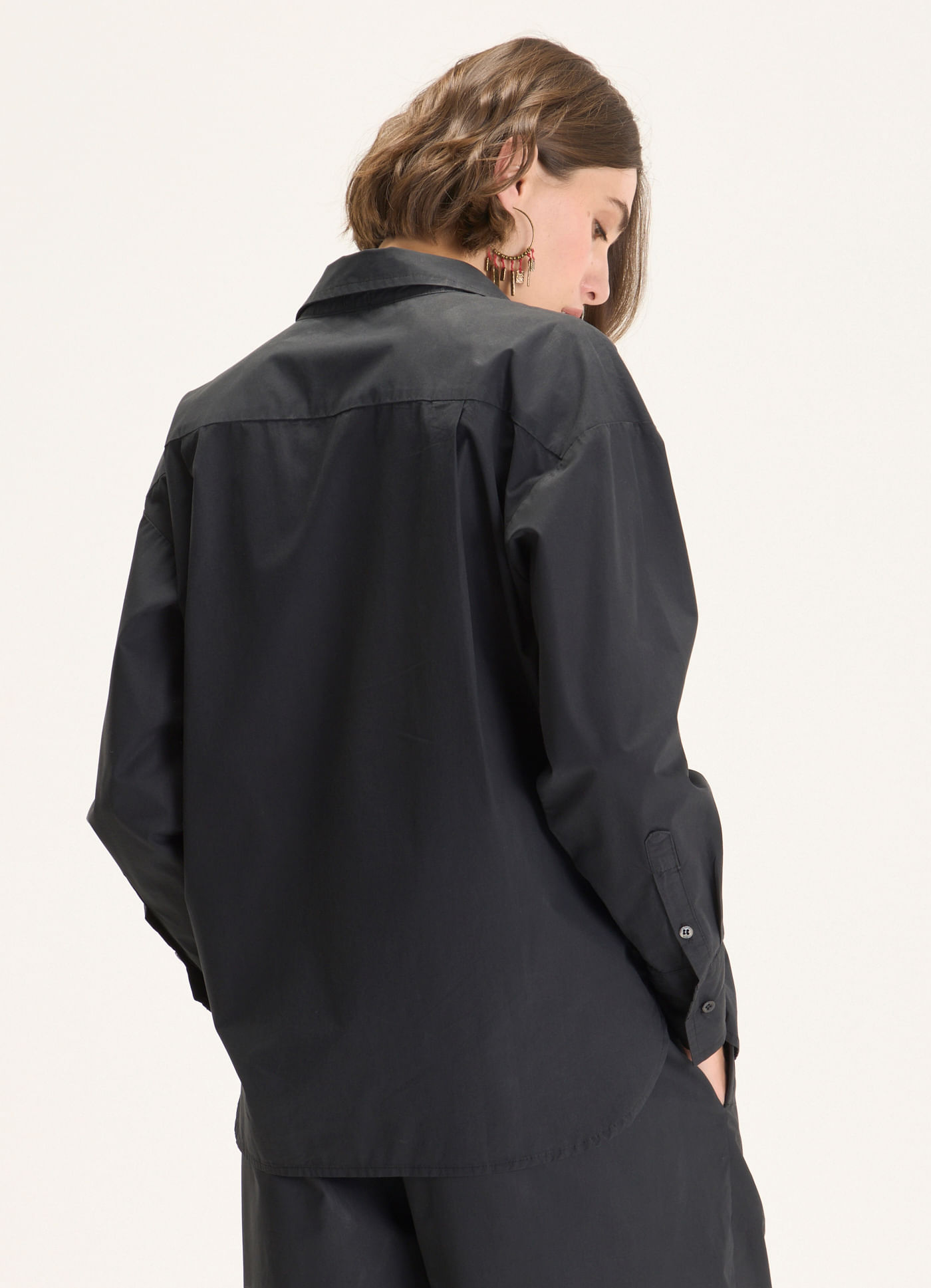 Camisa maxi algodão empapelado preto