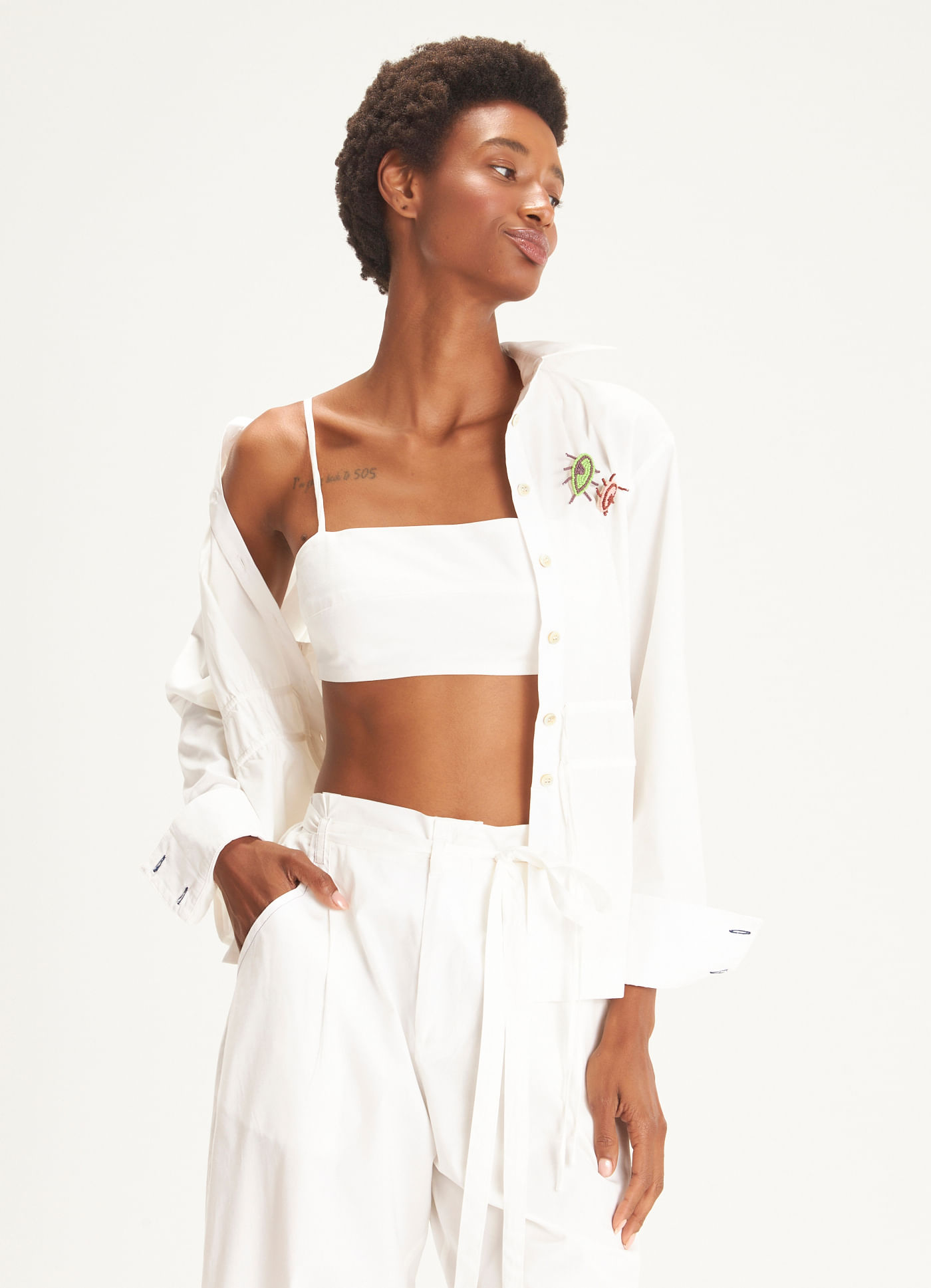 Top algodão leve off white