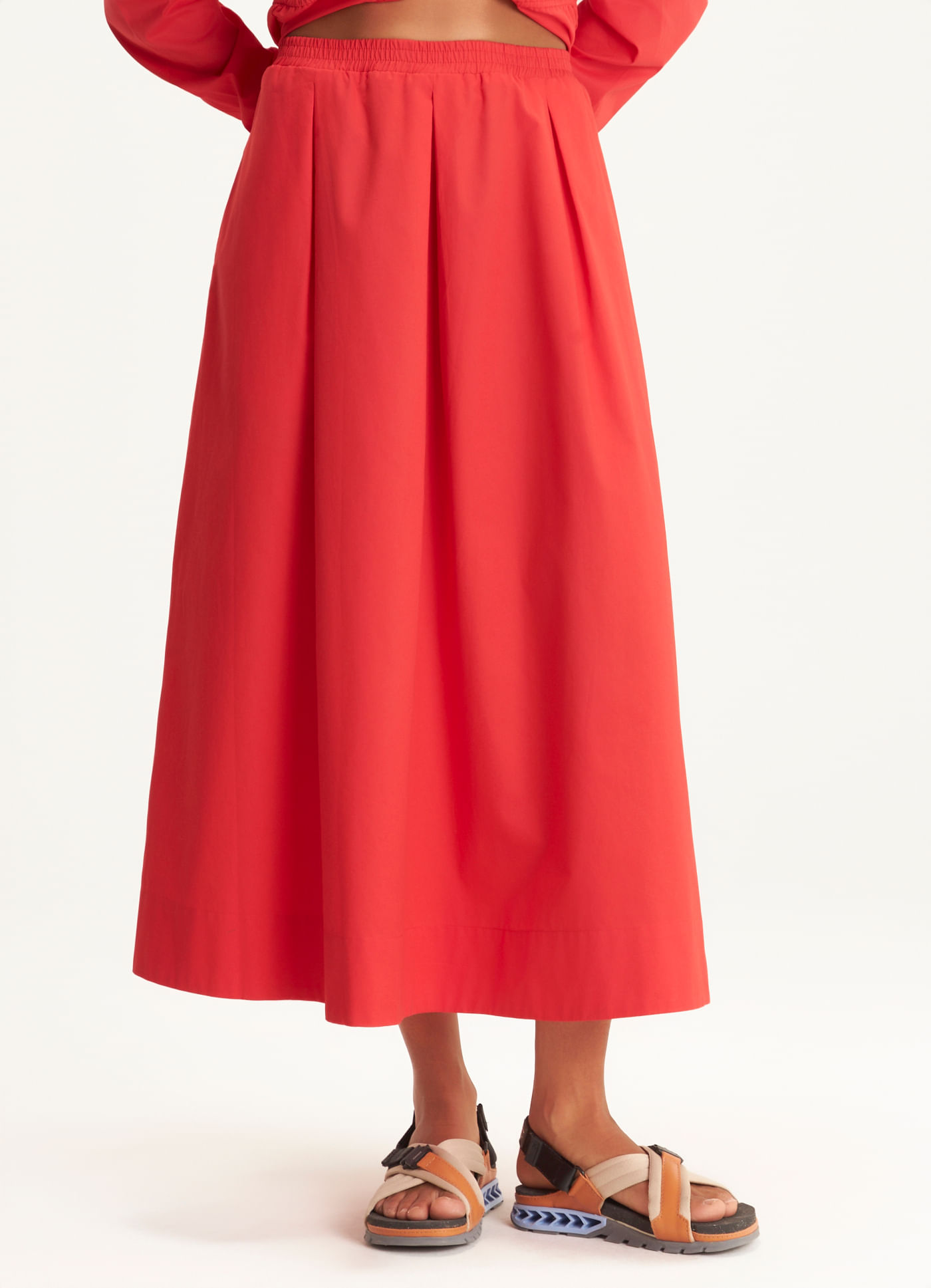Saia algodão empapelado vermelho