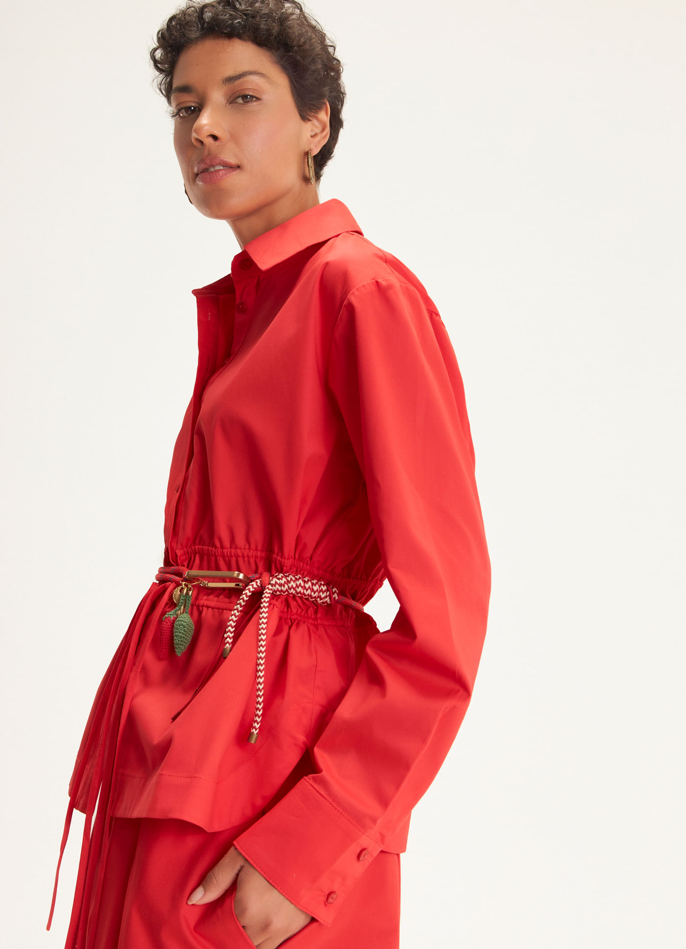 Camisa algodão empapelado vermelho