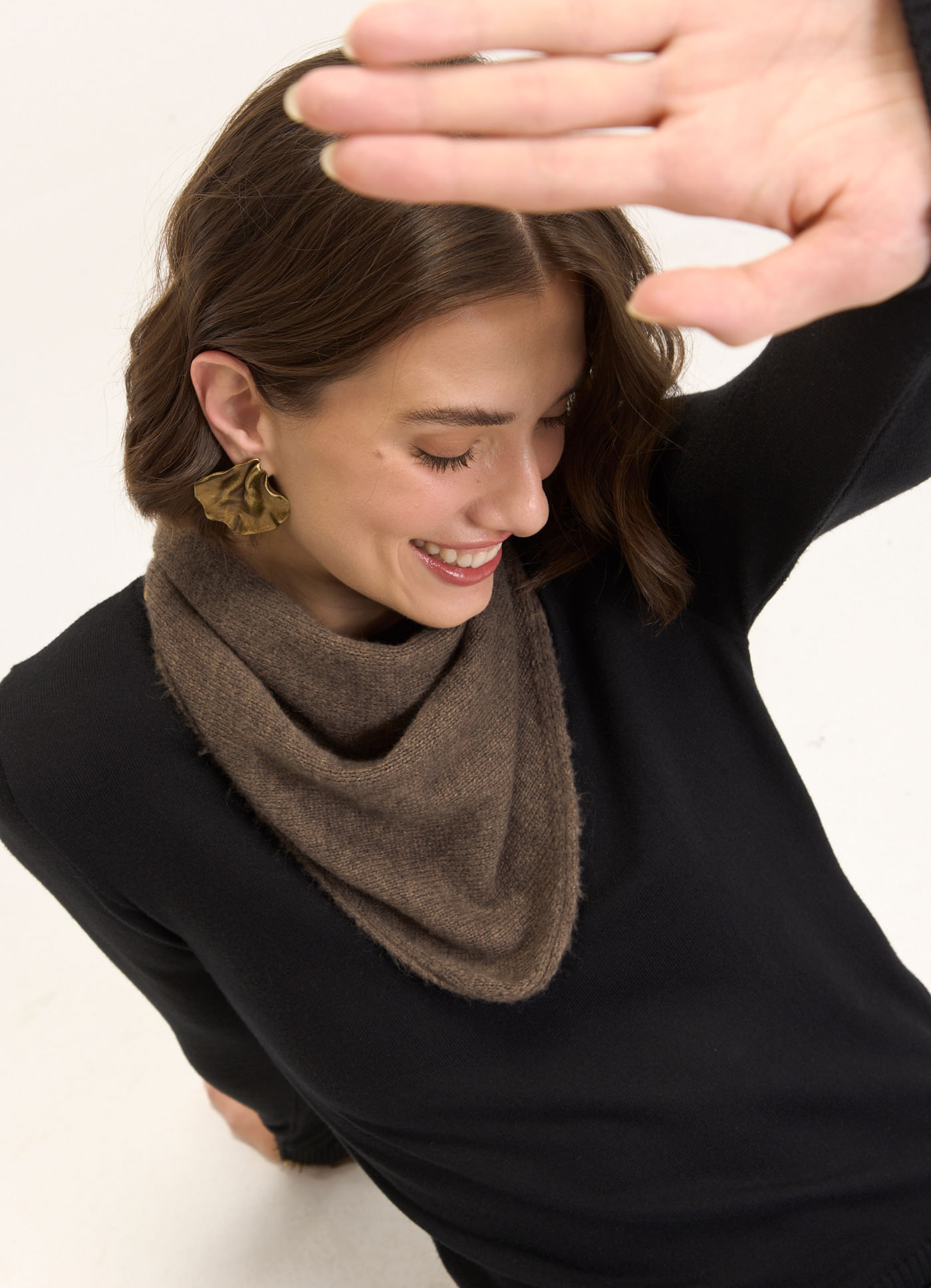 Lenço tricô marrom