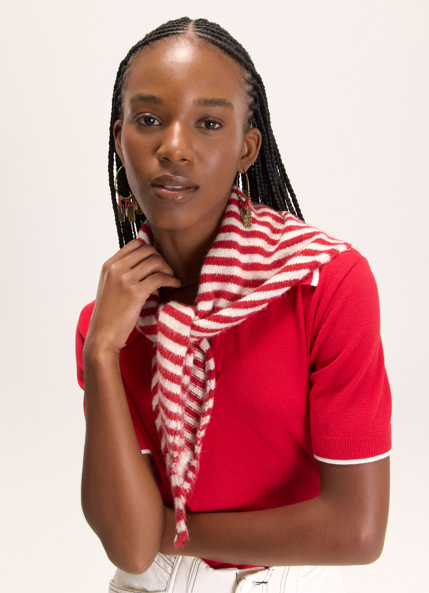 Lenço tricô listras