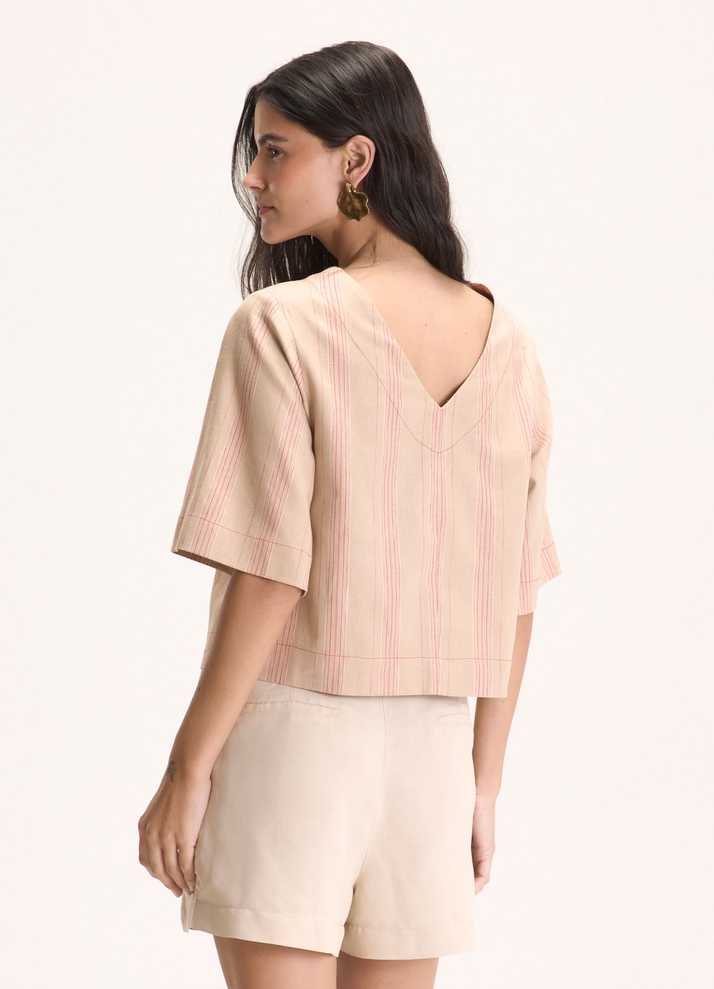 Blusa linho risca viva bem