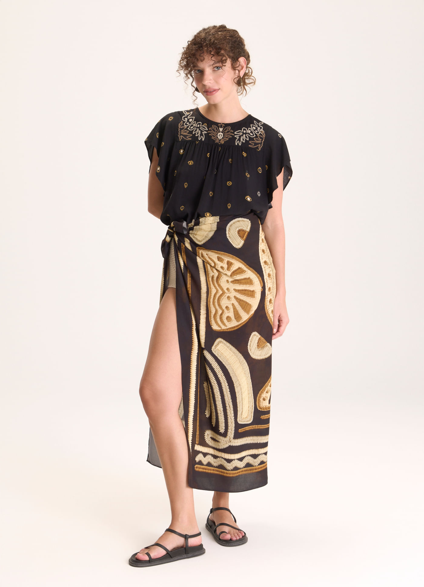 Maxi lenço estampado ancestral