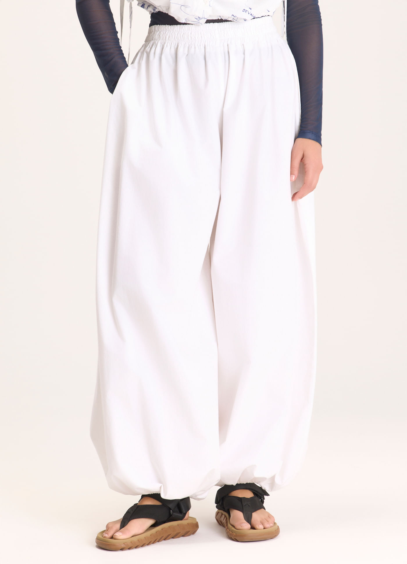 Calça algodão balloon off white