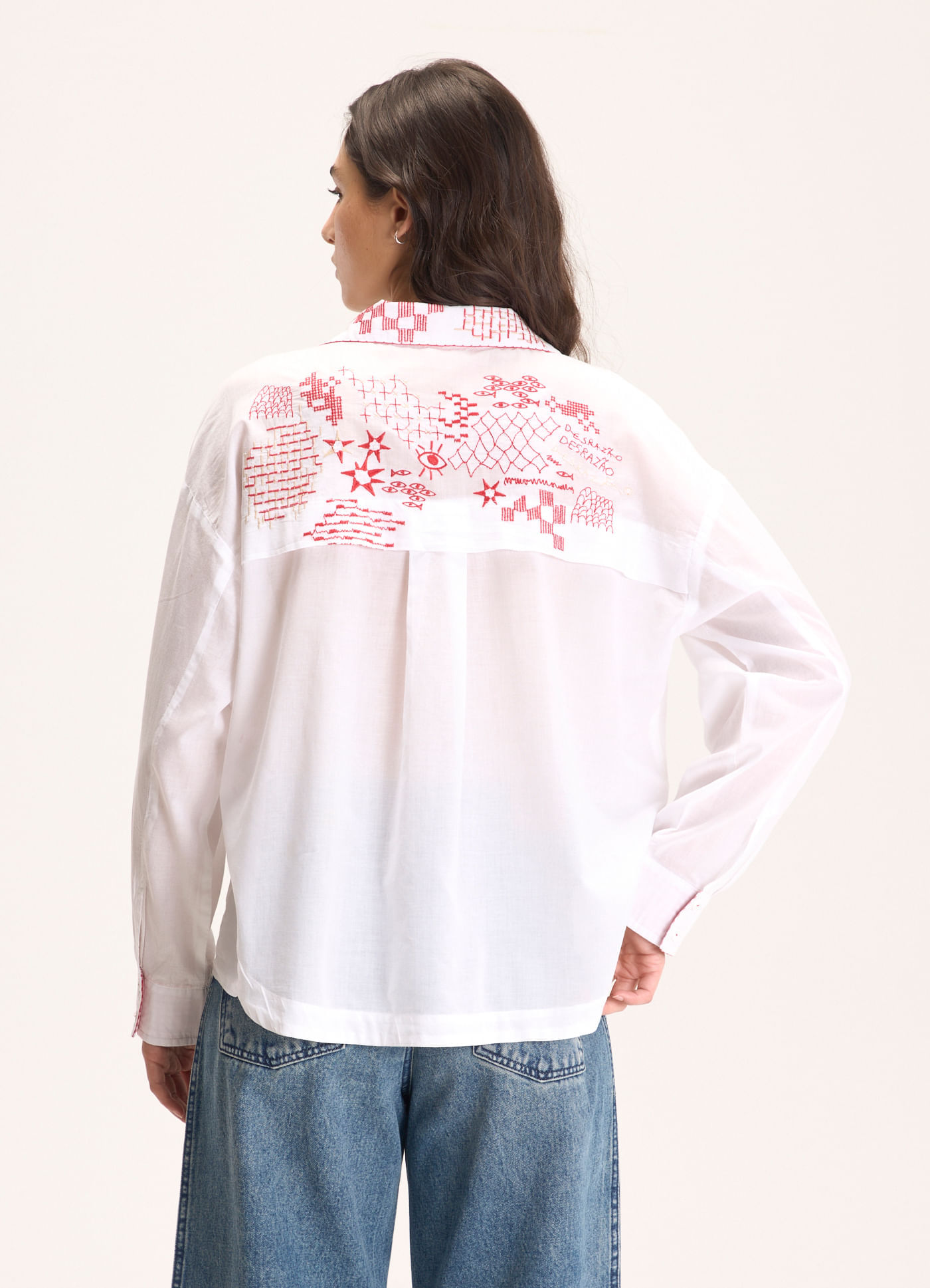 Camisa voil bordado delírio branco