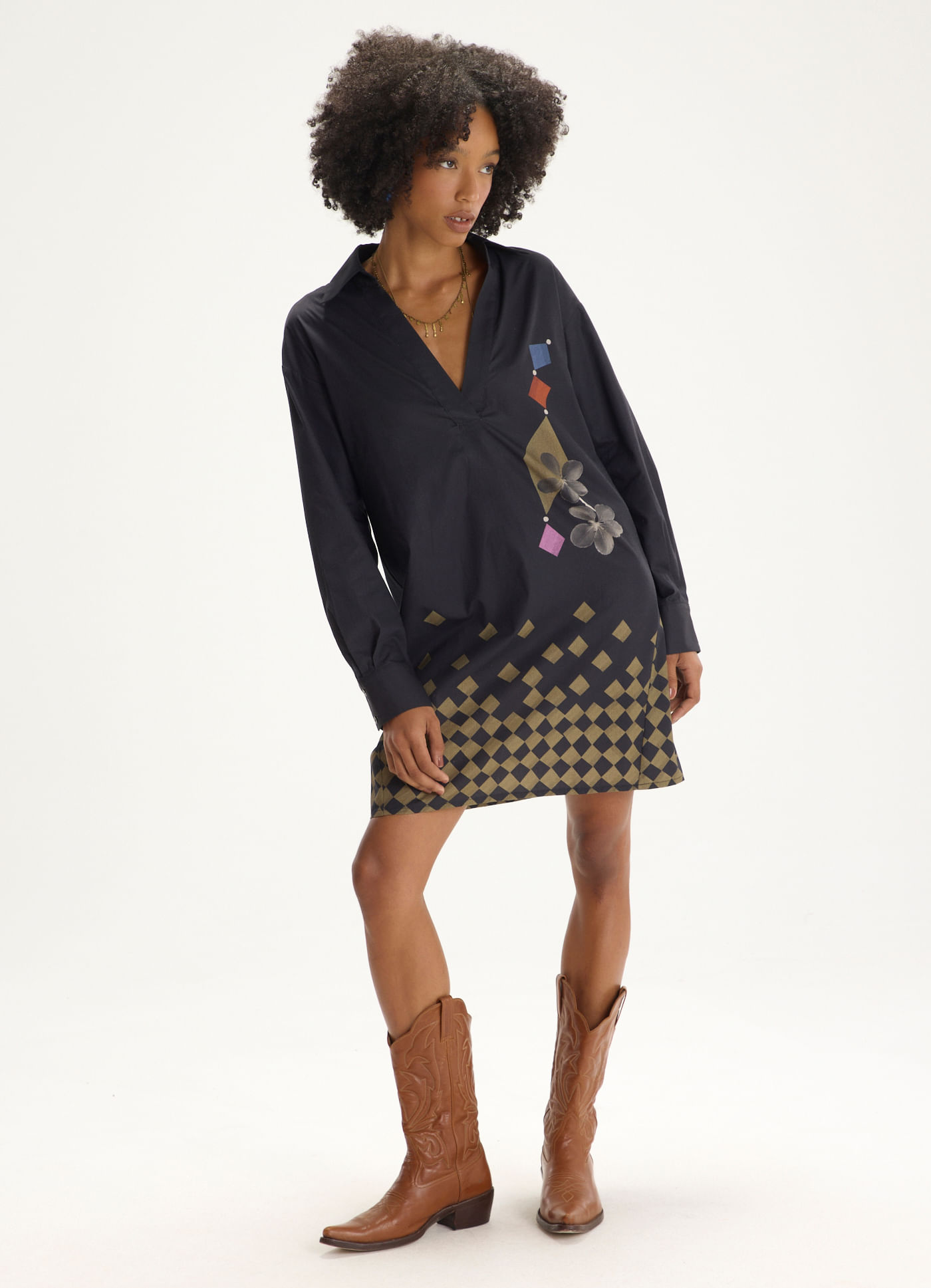 Vestido curto estampado ludus