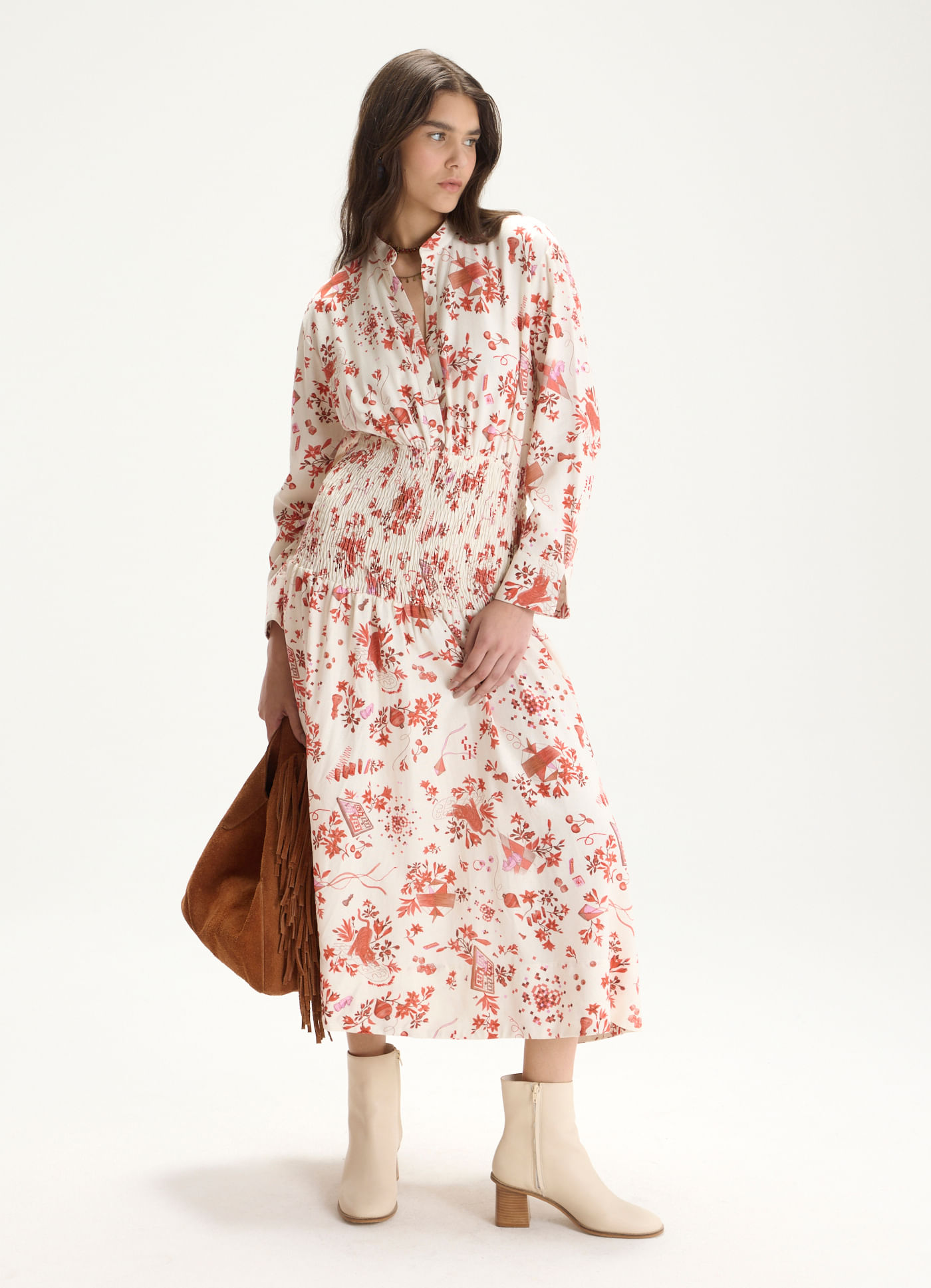 Vestido manga estampado ciranda
