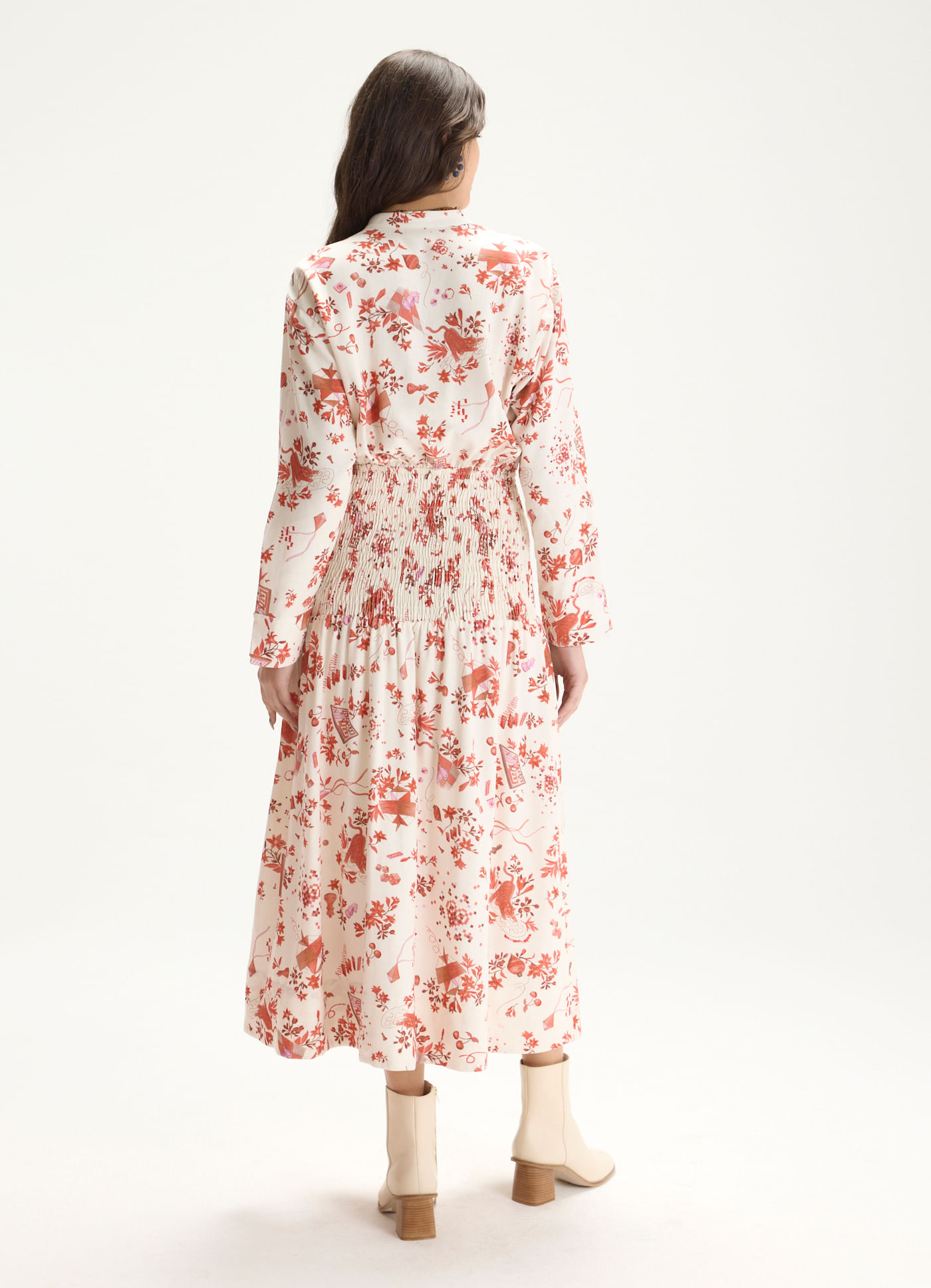 Vestido manga estampado ciranda