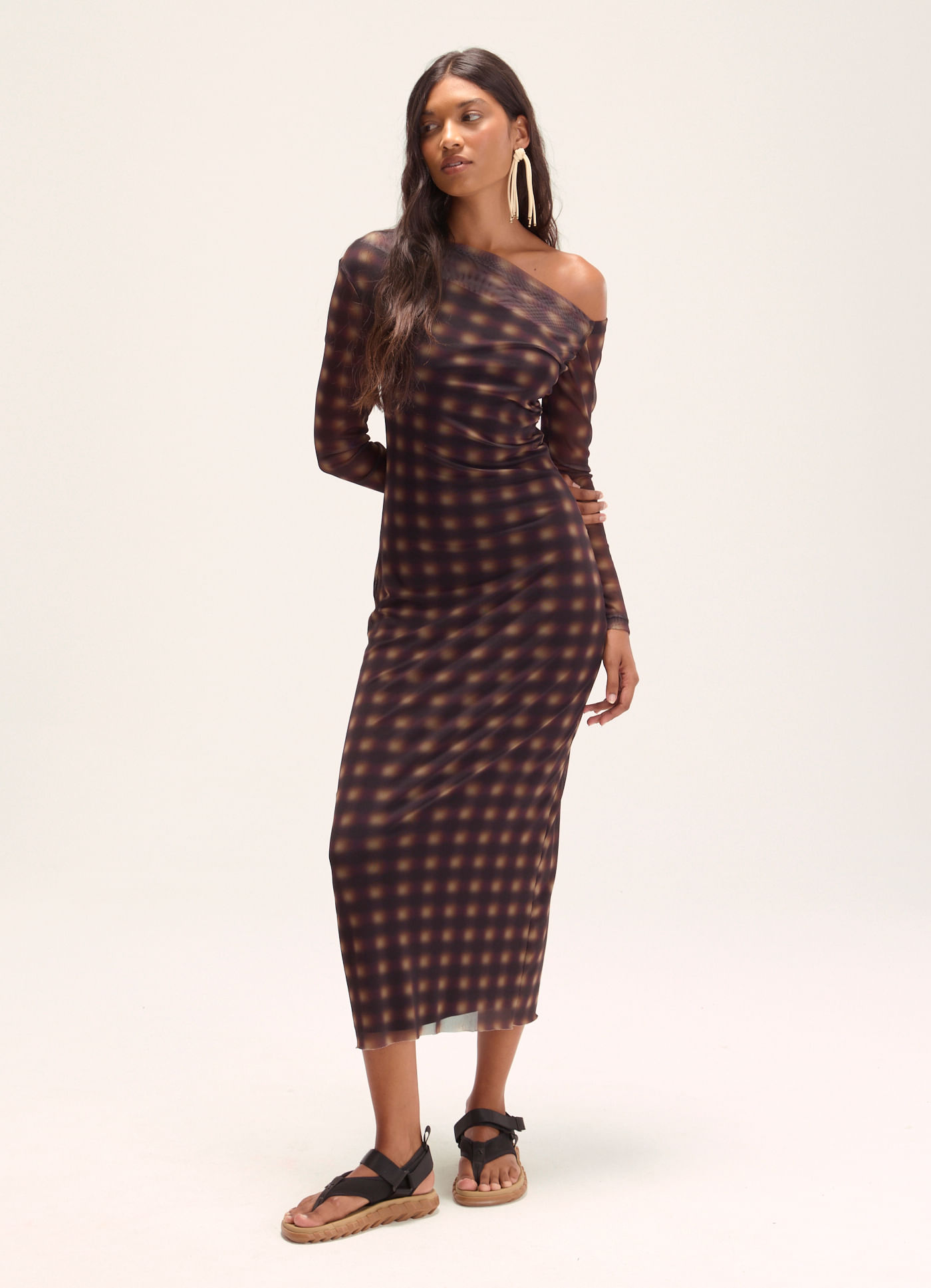 Vestido tule estampado chess