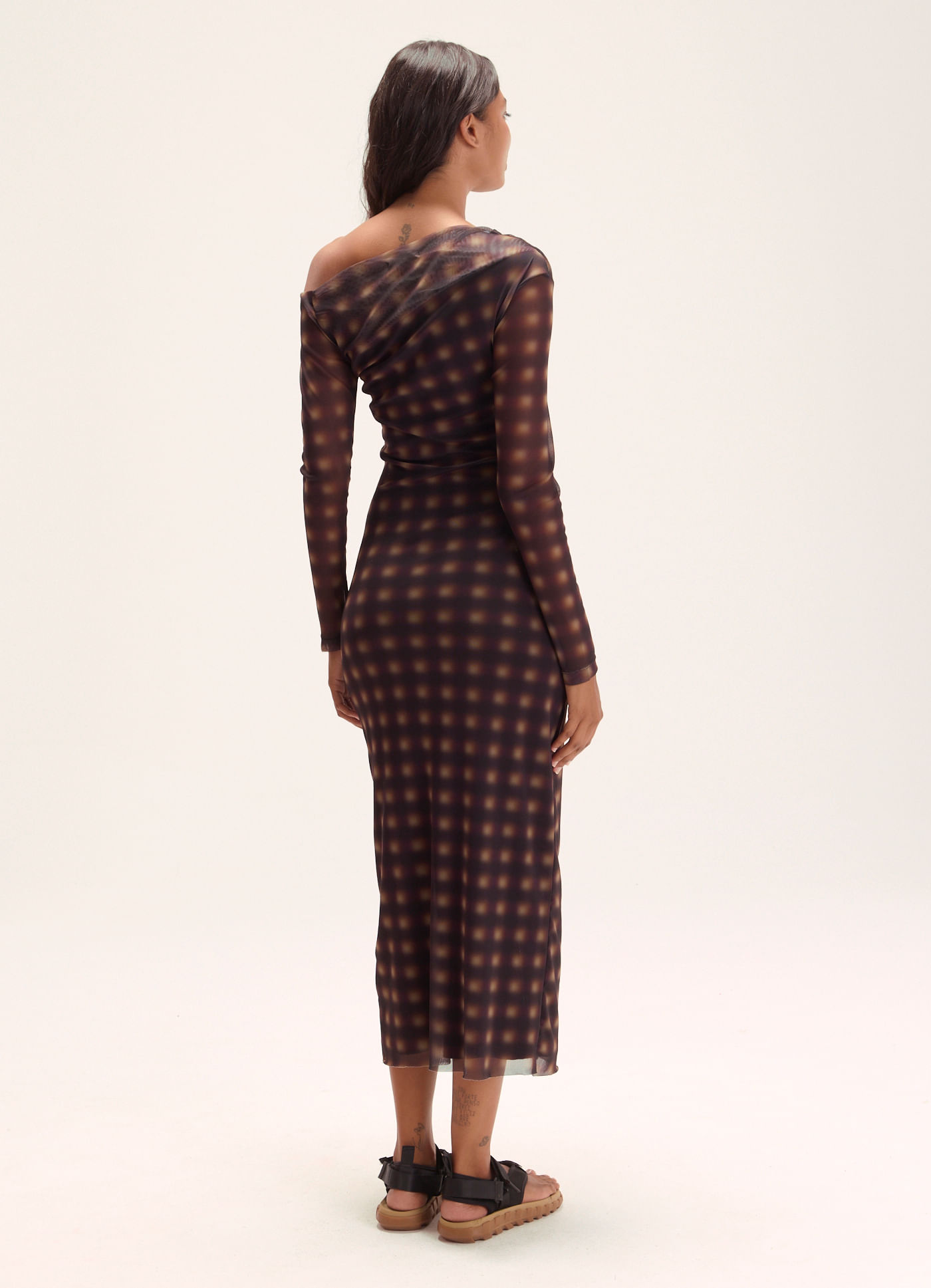 Vestido tule estampado chess