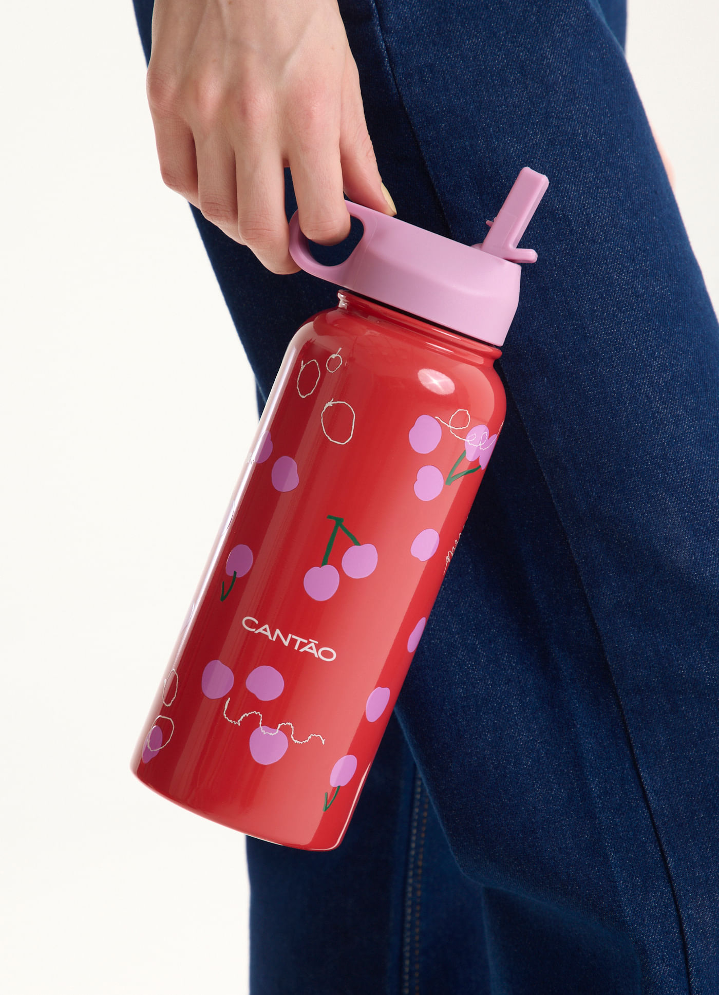 Garrafa térmica estampada cerejas 1l