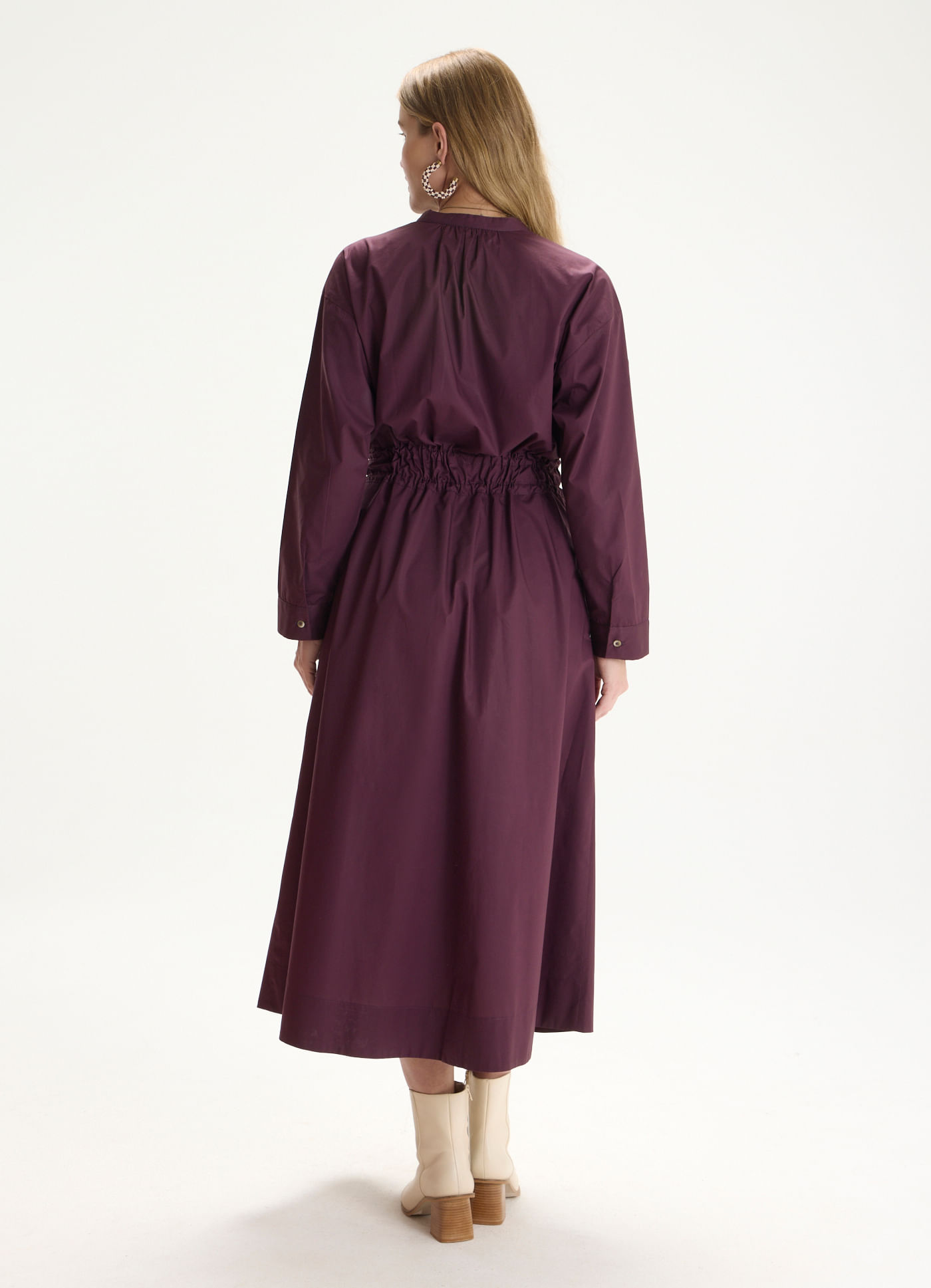 Vestido chemisier algodão tricoline leve roxo