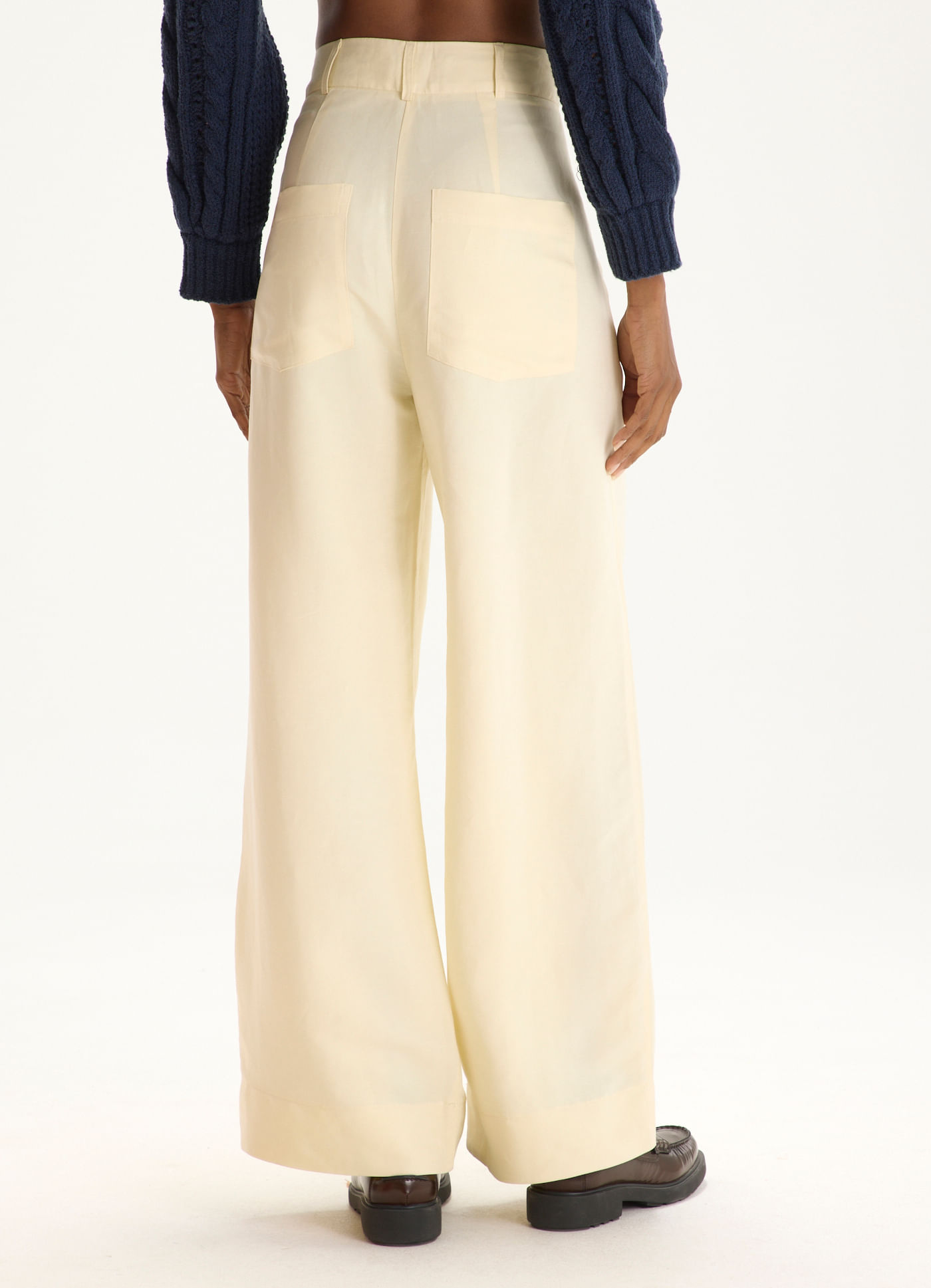 Calca linho maxi alf movimento off white