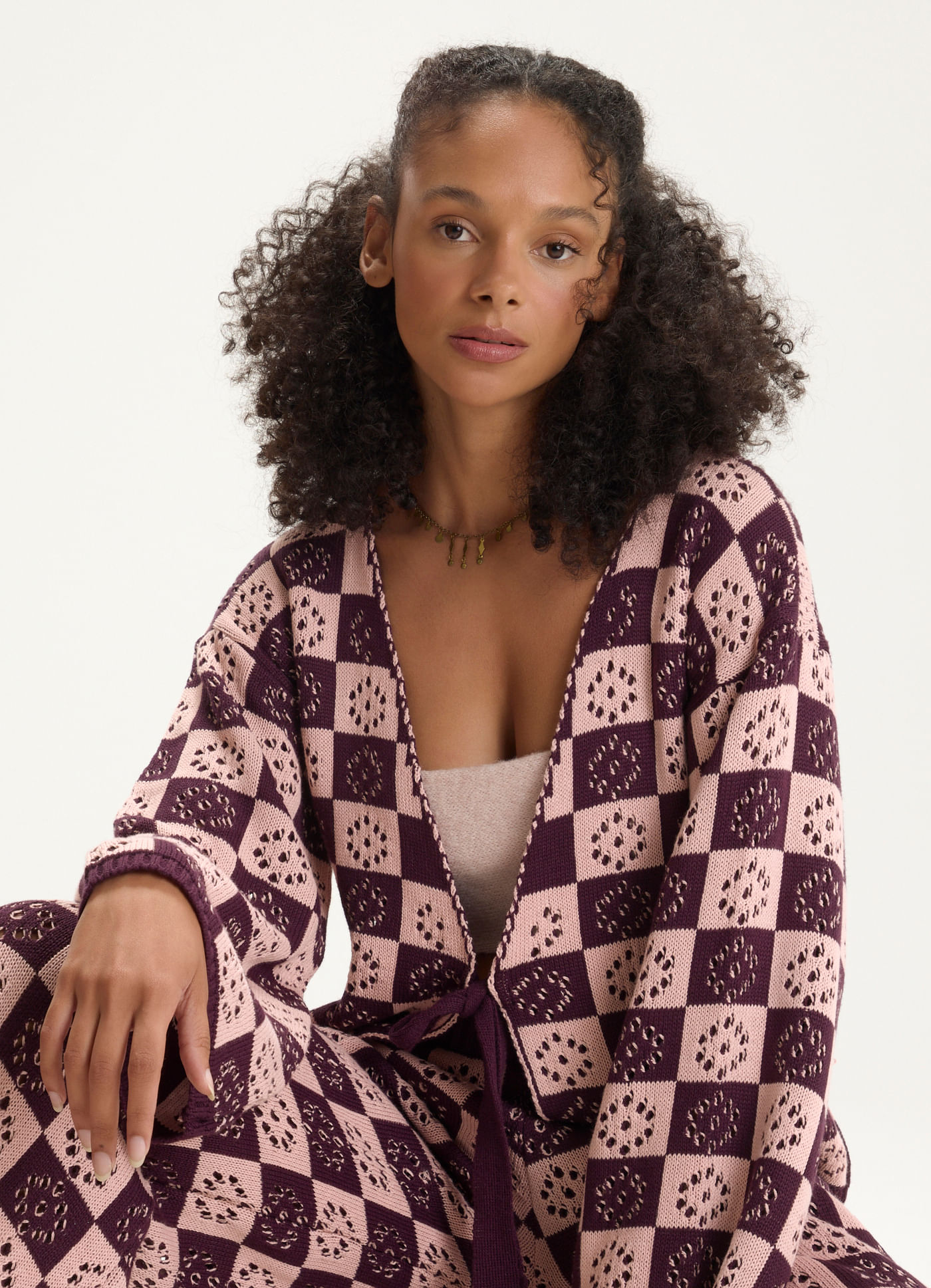 Kimono tricô xadrez