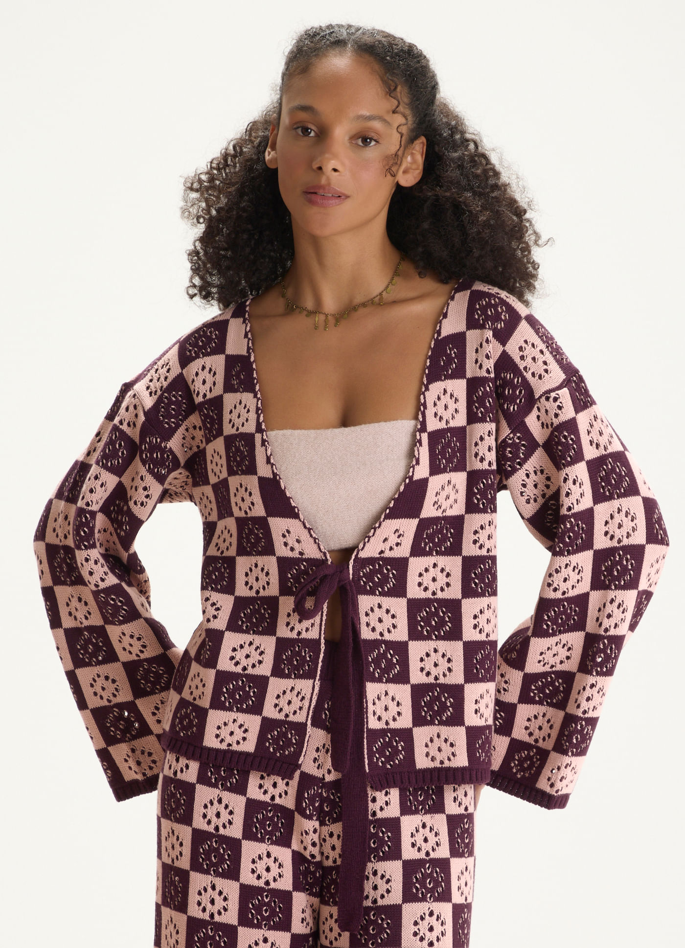 Kimono tricô xadrez