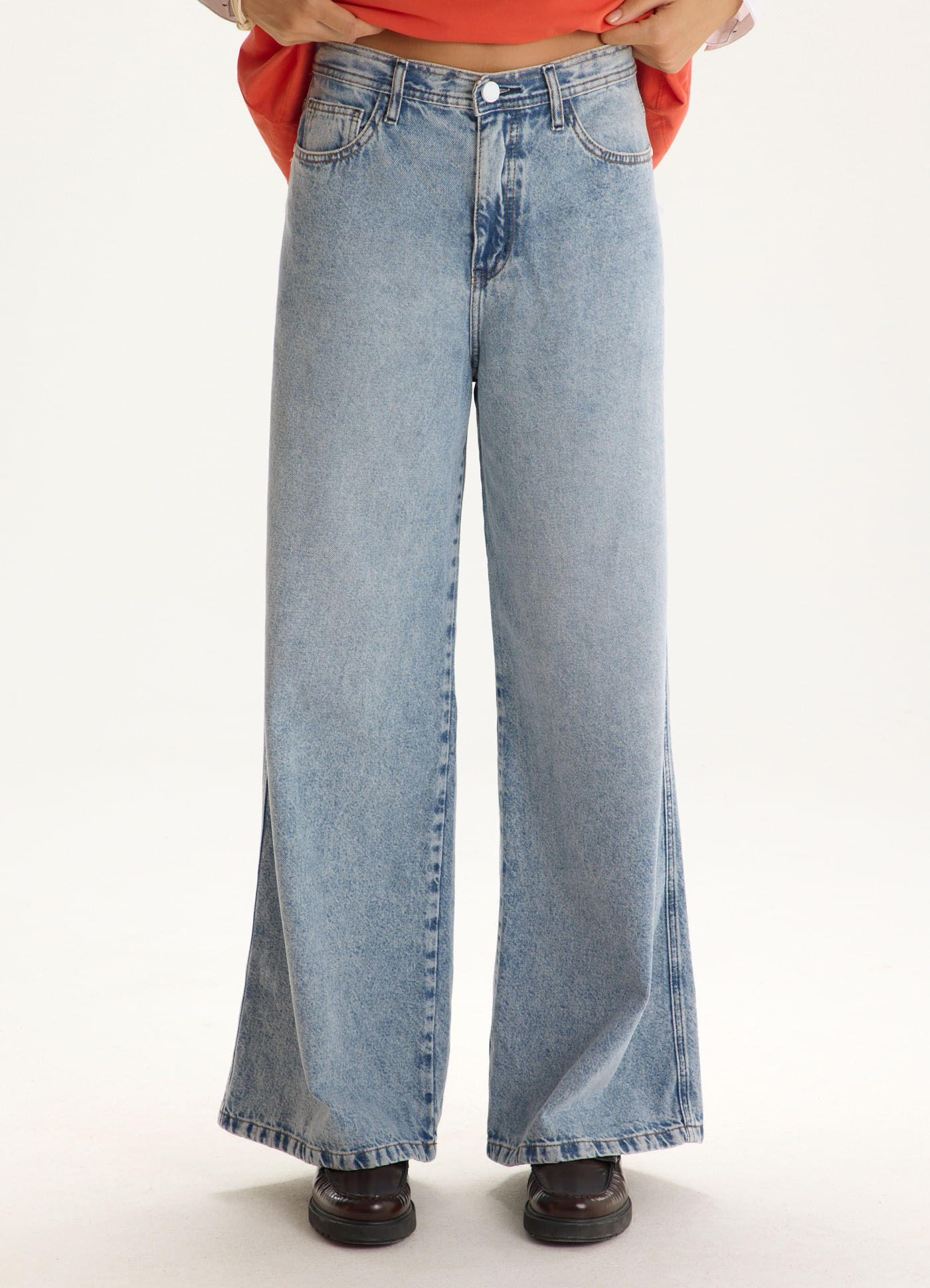 Calça wide leg basic jeans