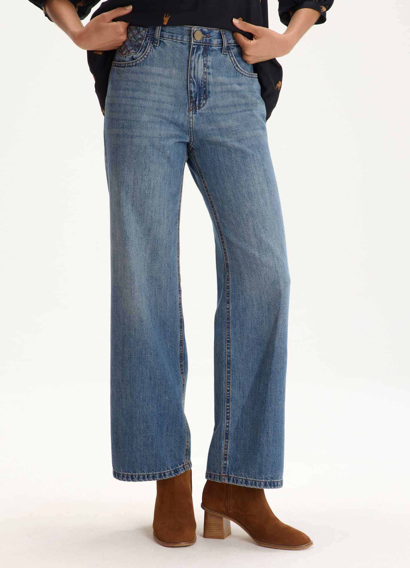 Calca jeans i reta br matelasse jeans