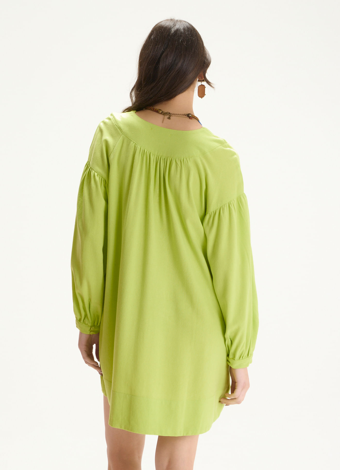 Vestido linho soft verde claro