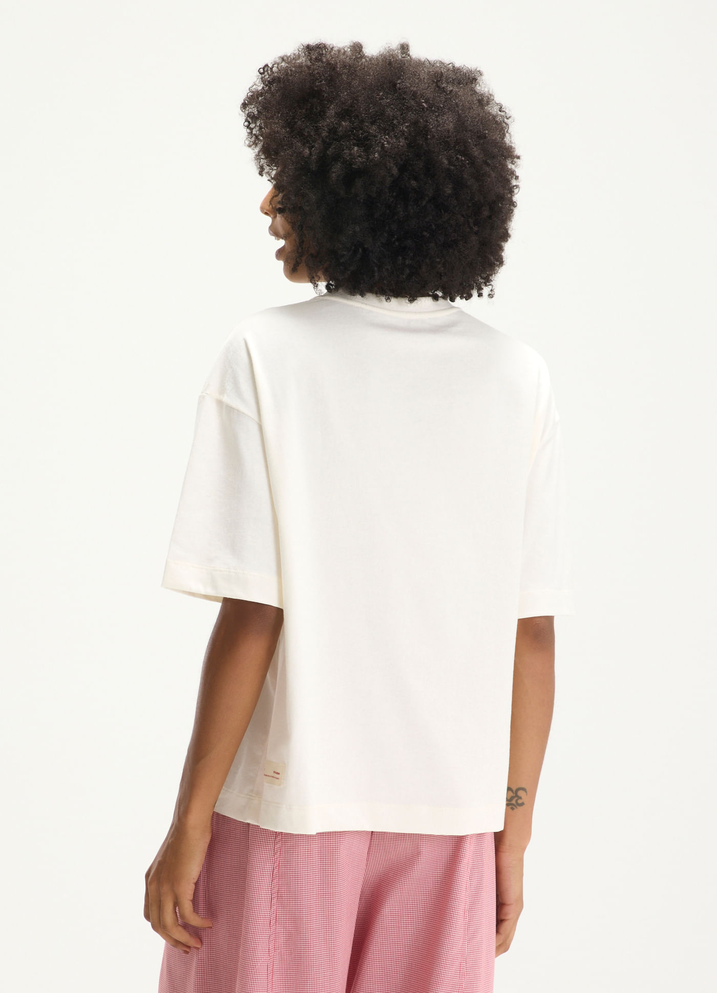 T-shirt maxi bordada pontos off white