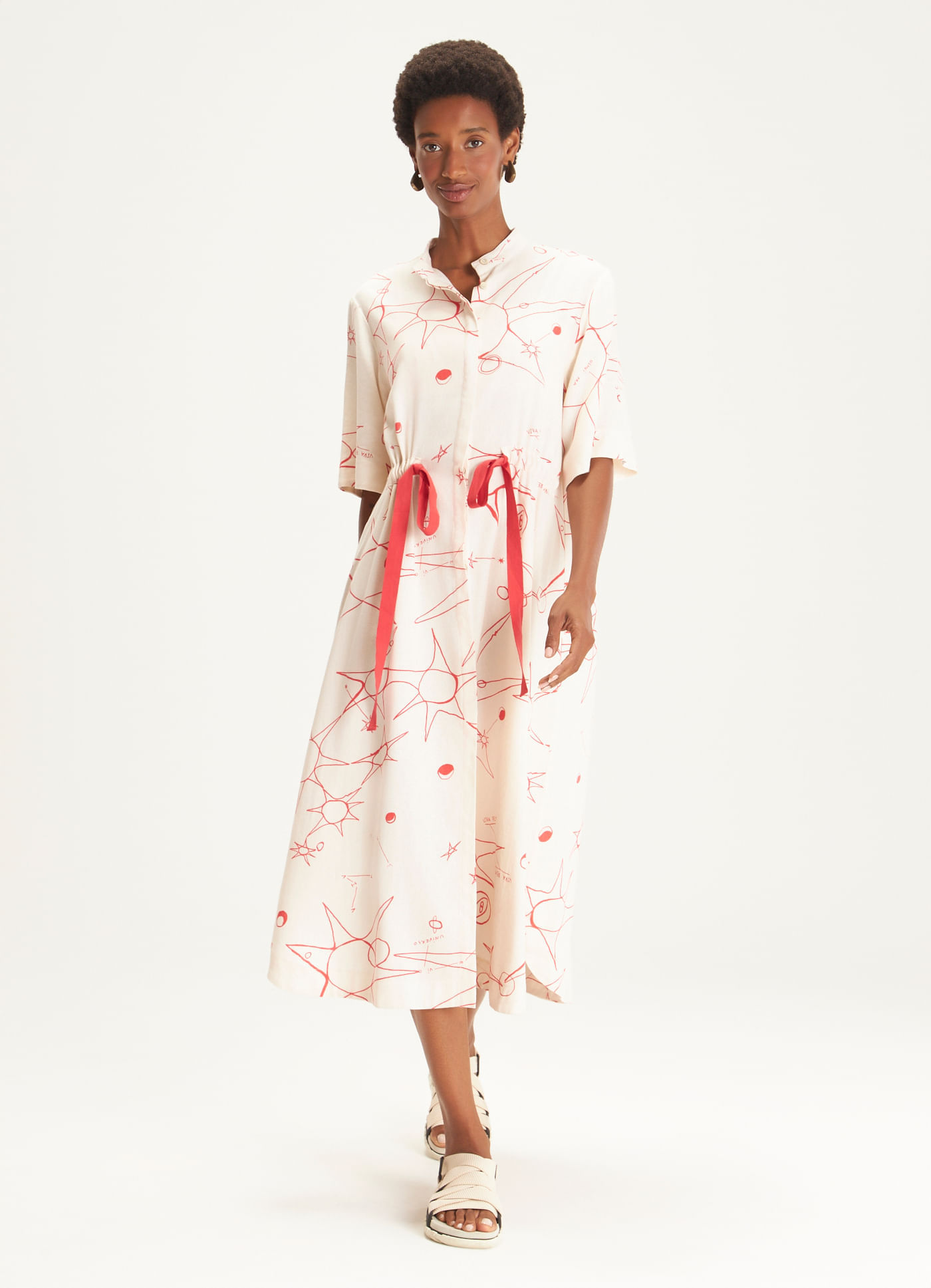 Vestido chemisier linho estampado utopia lab