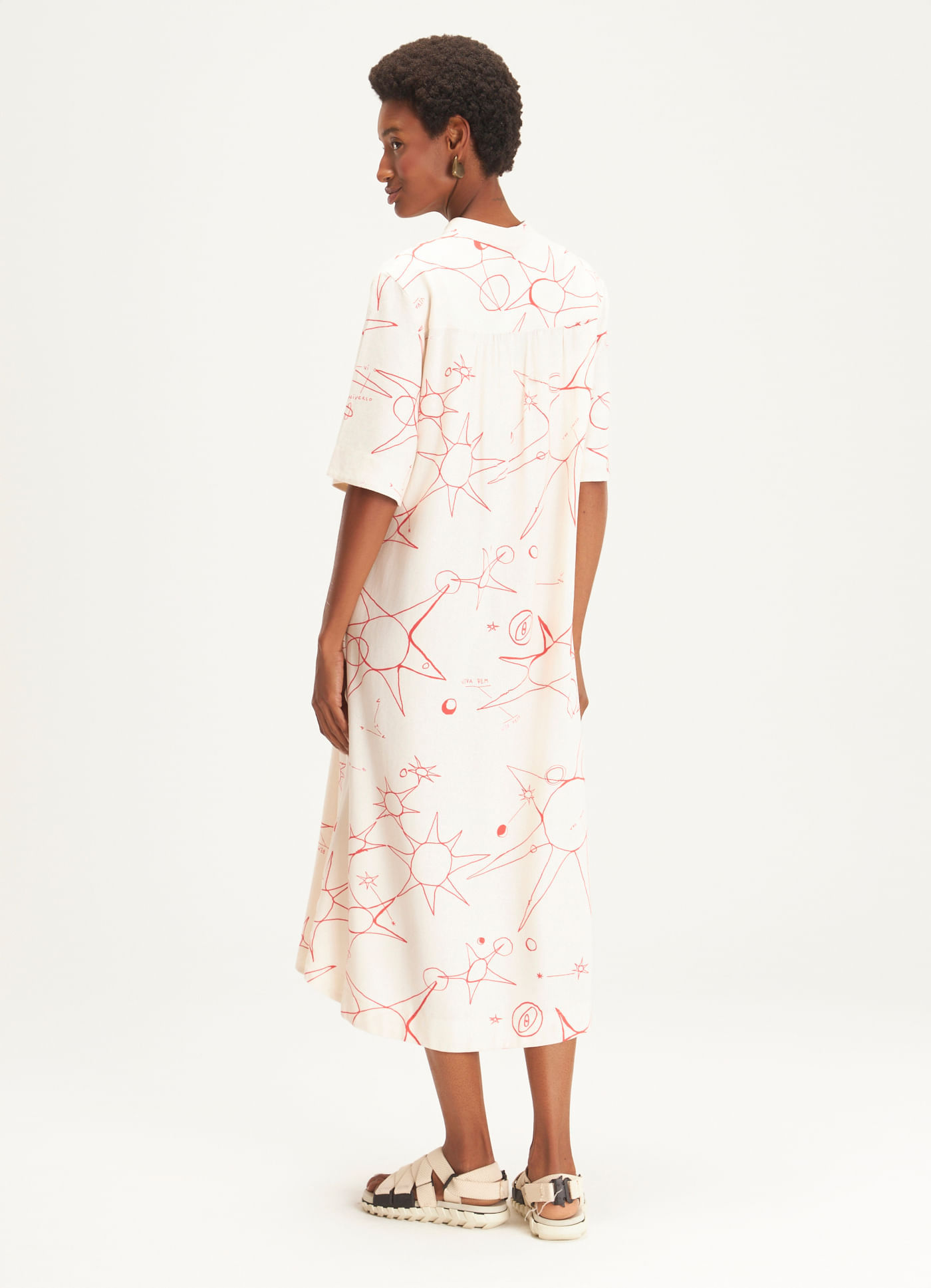 Vestido chemisier linho estampado utopia lab
