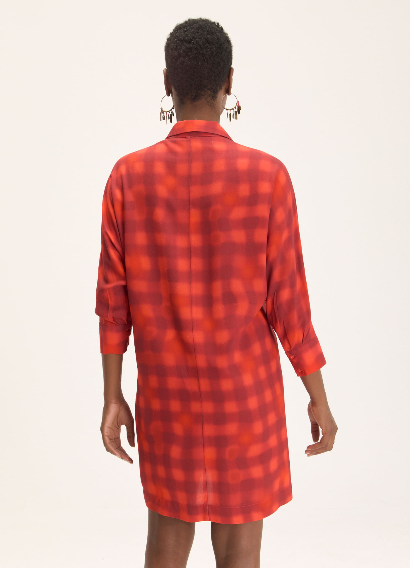 Vestido Chemisier estampado Xadrez Neblina