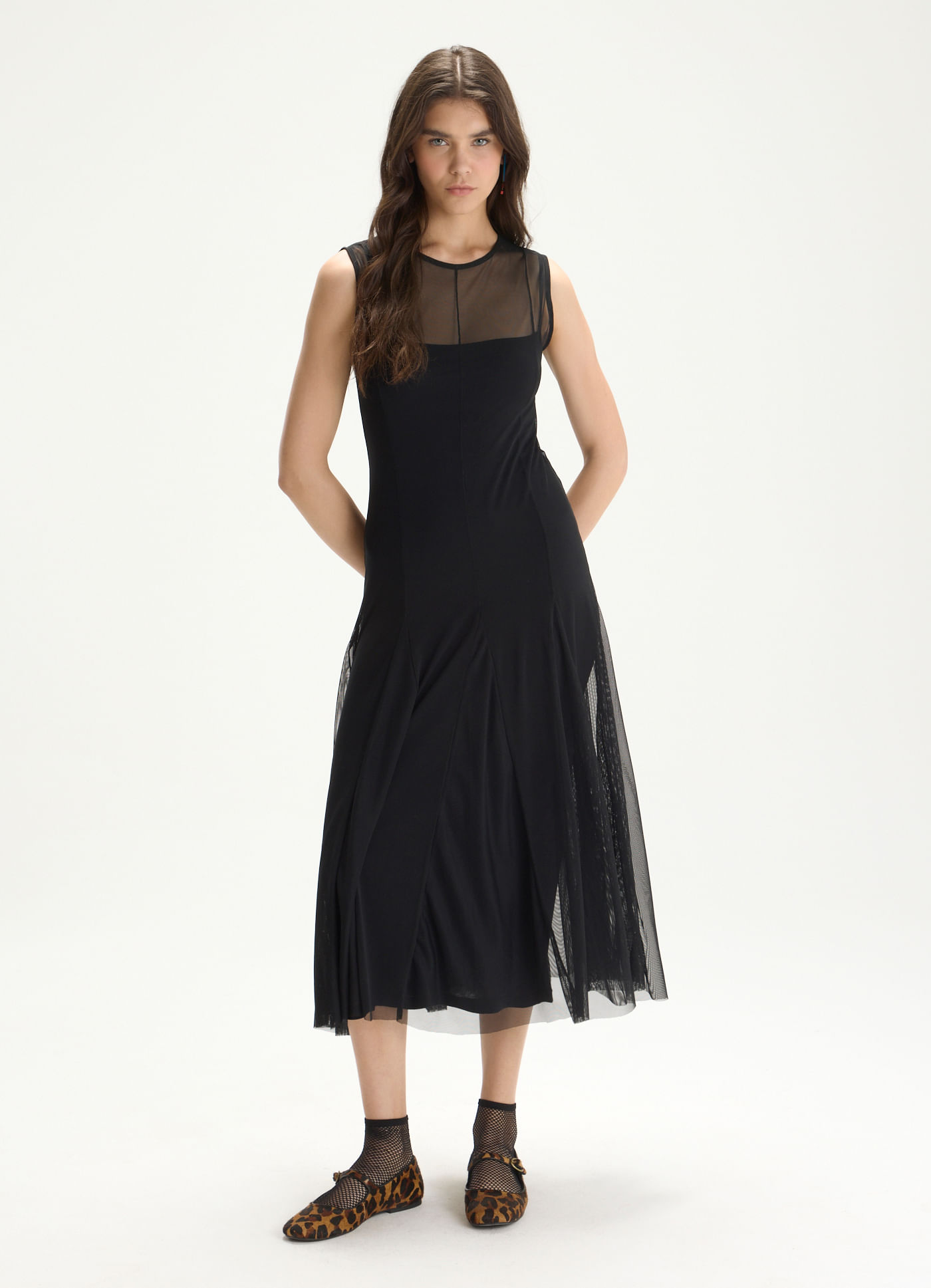 Vestido Recortes Tule Preto — imagem 2