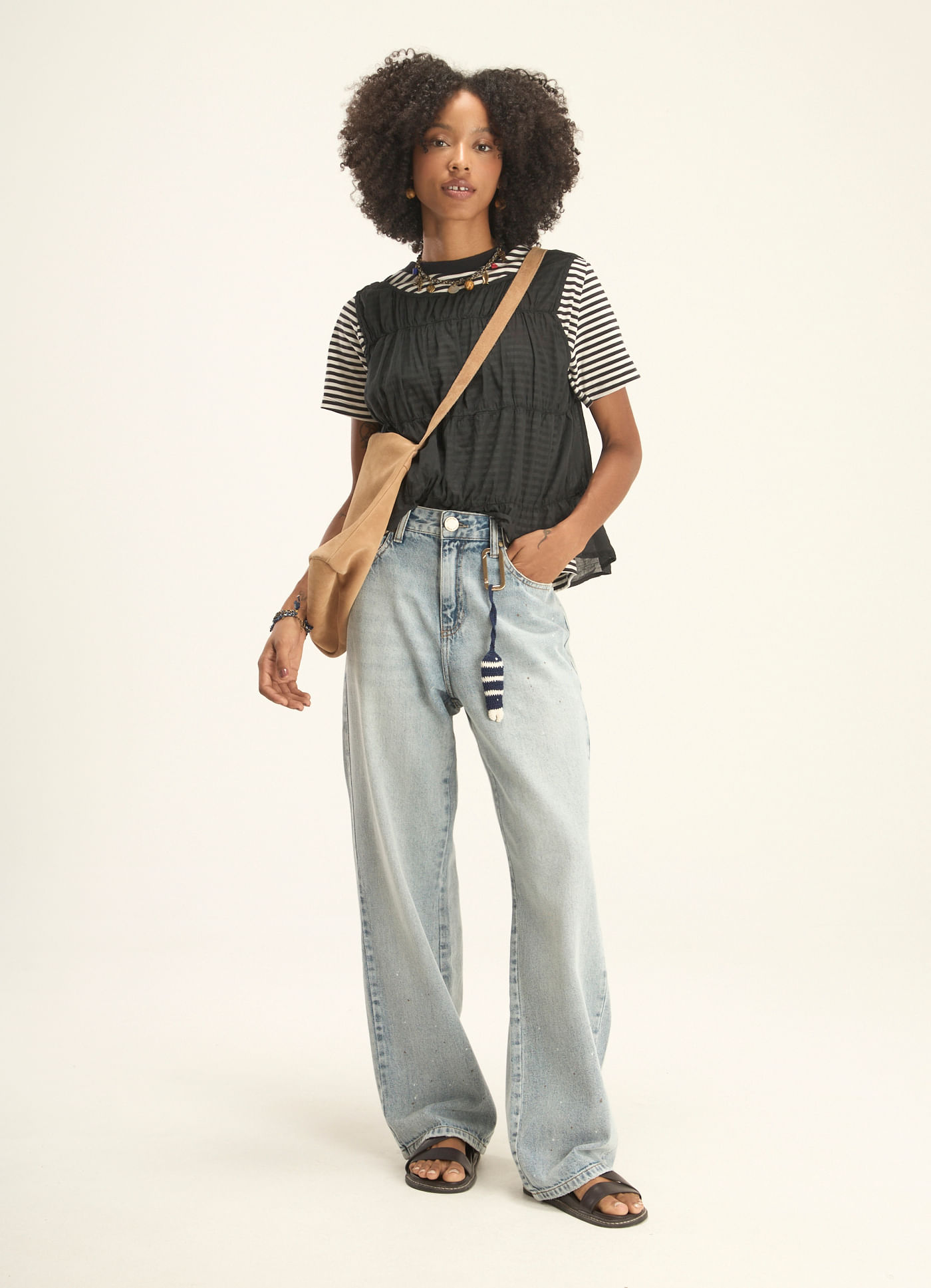 Calça reta beira mar jeans