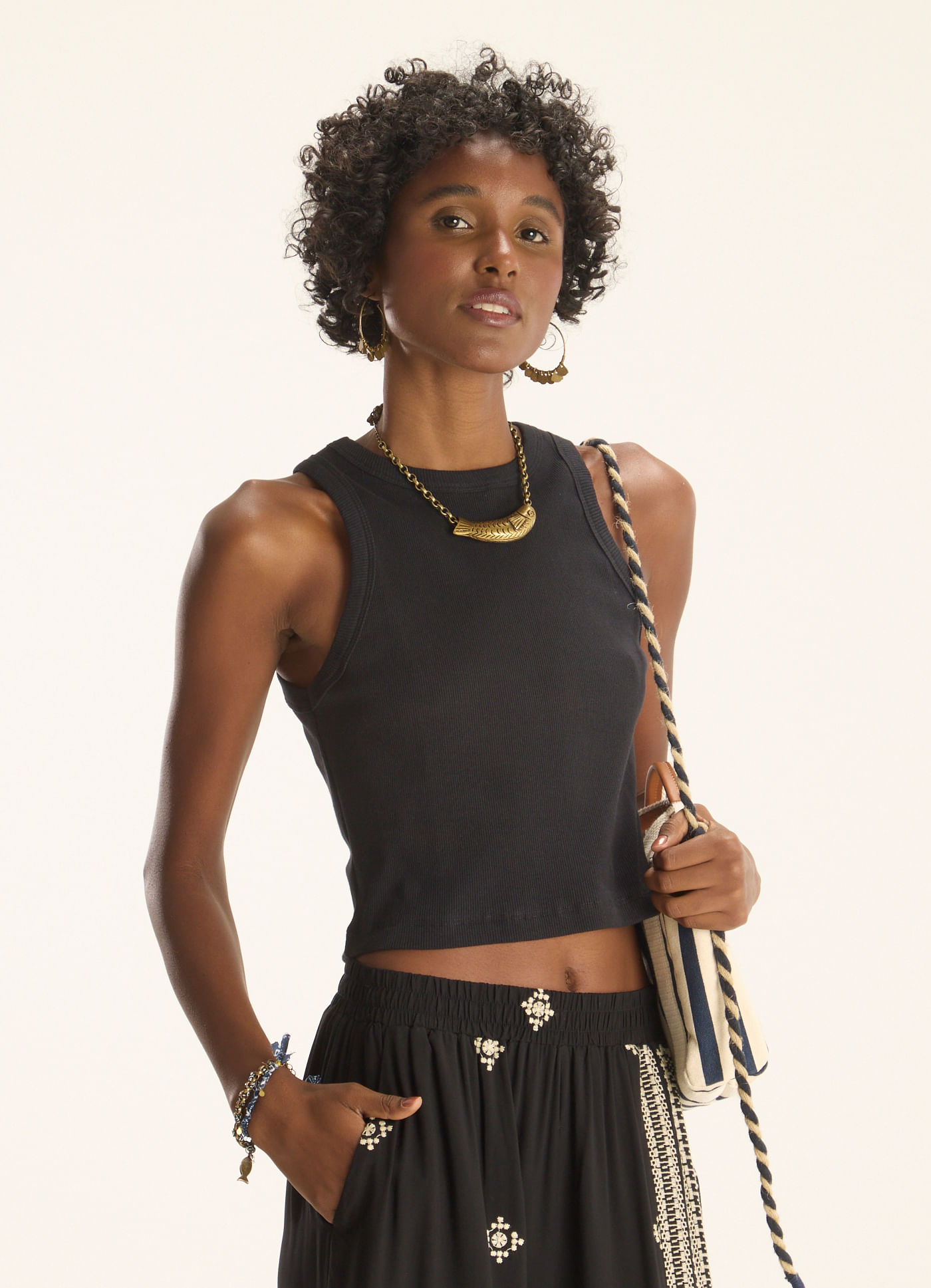 Regata cropped preto