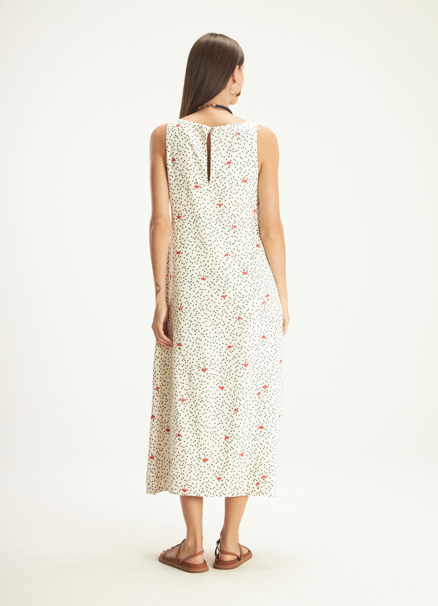 Vestido longo estampado amanita