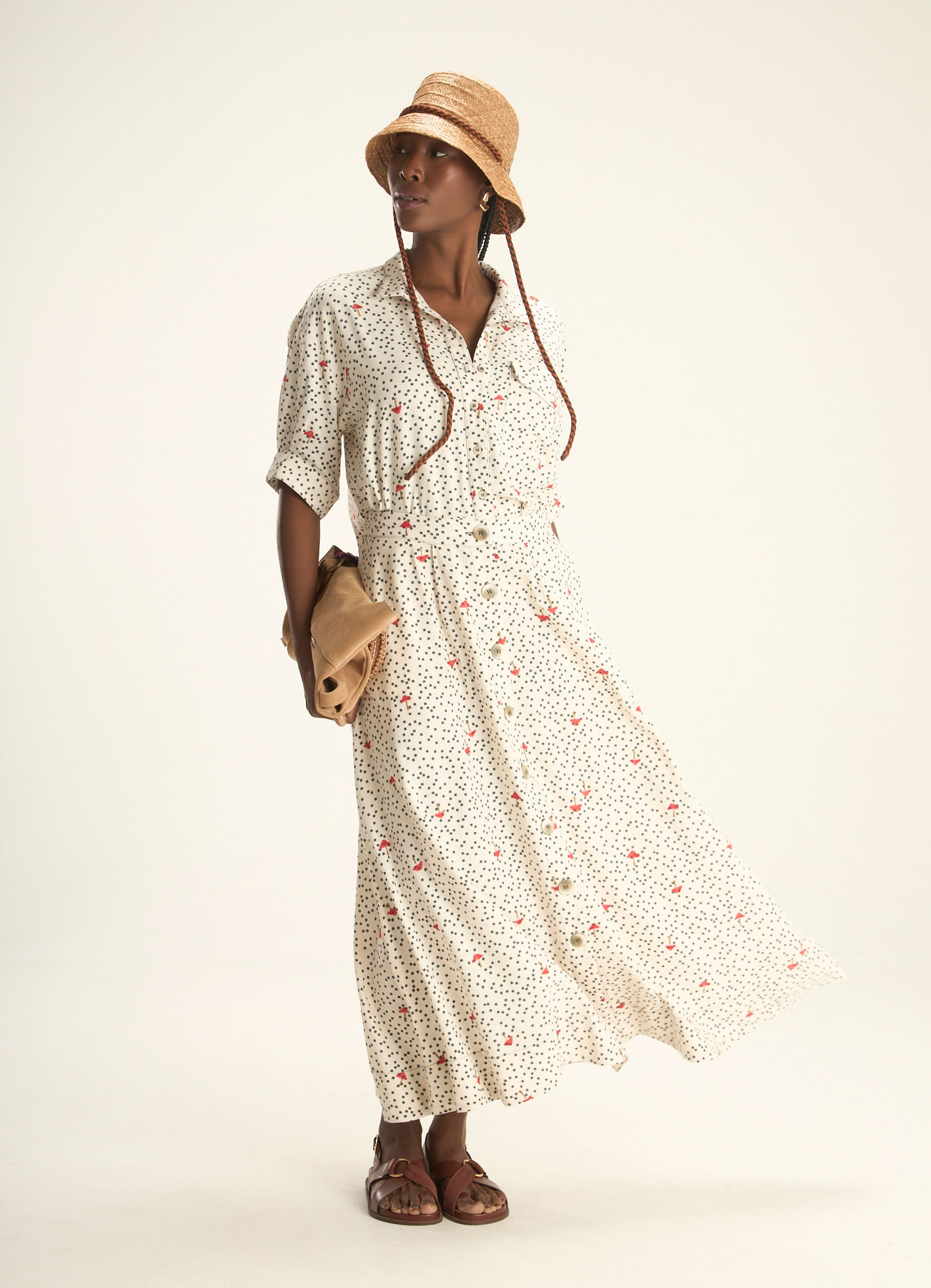 Saia linho estampada amanita