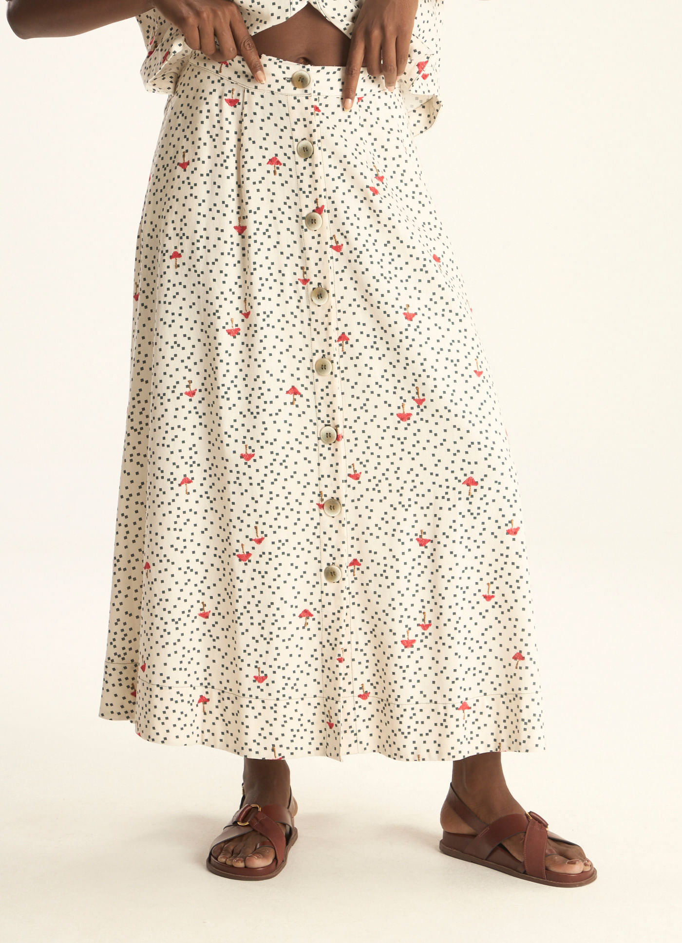 Saia linho estampada amanita