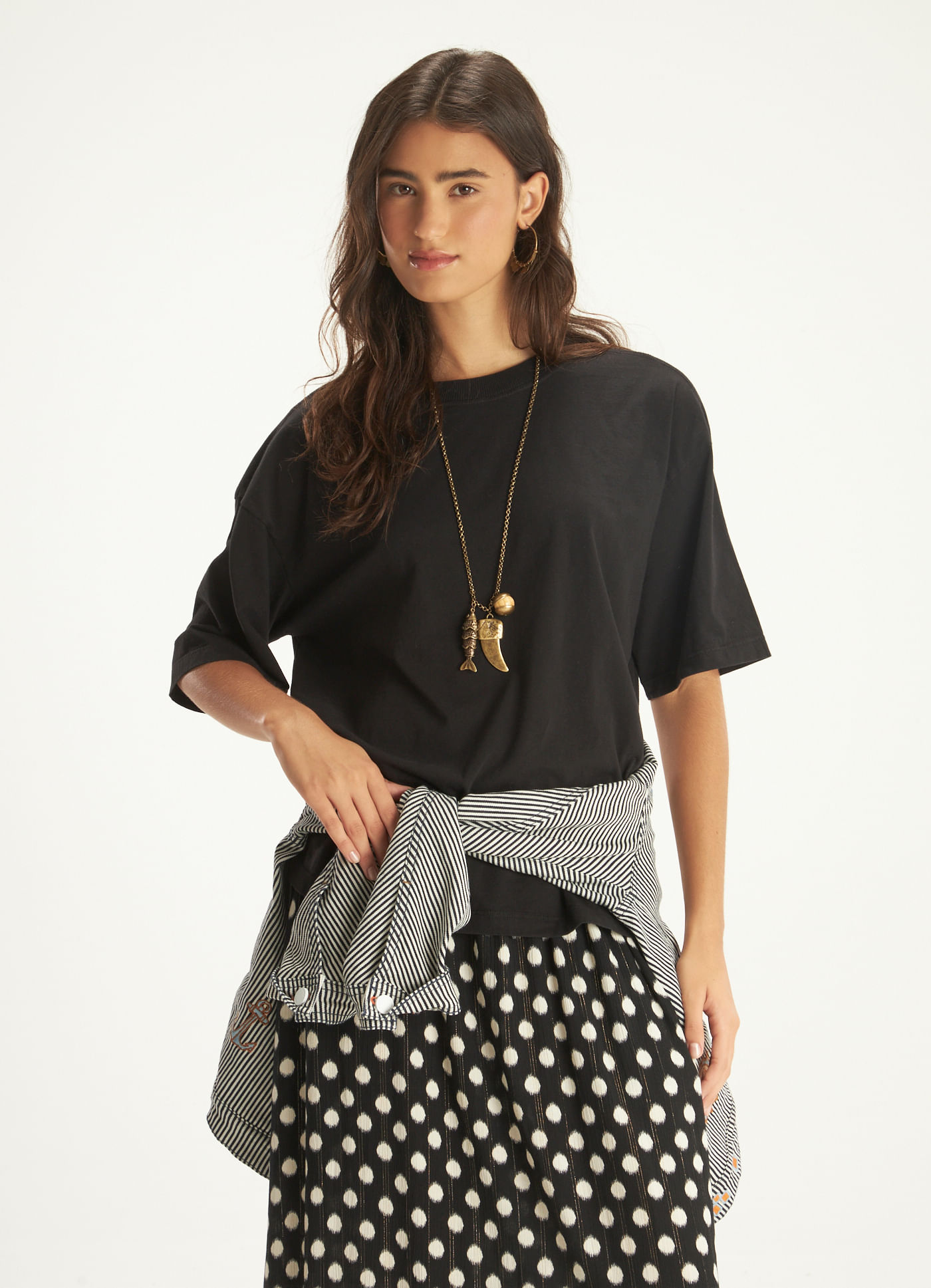 Blusa básica algodão maxi preto