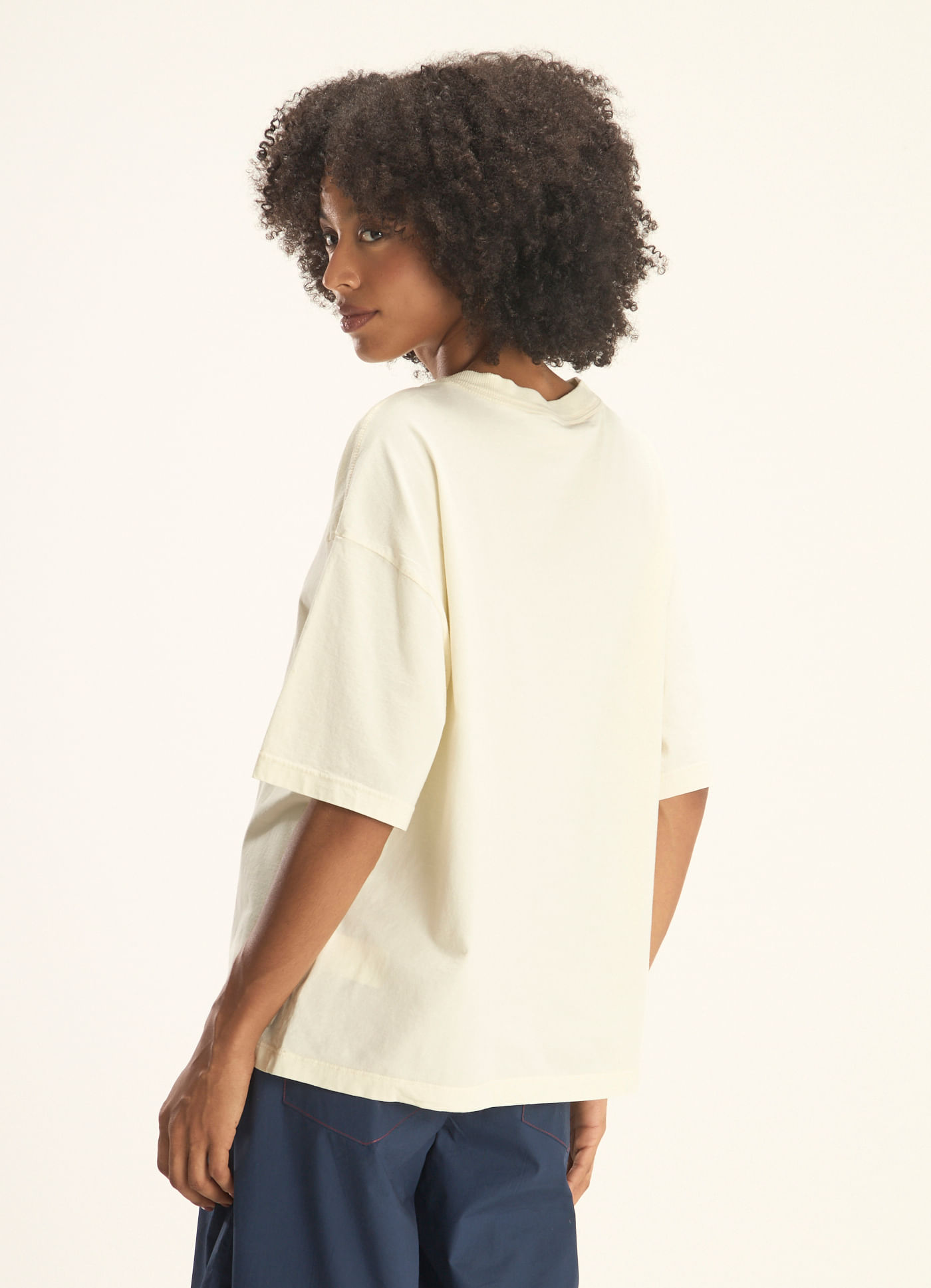 Blusa básica algodão maxi off white