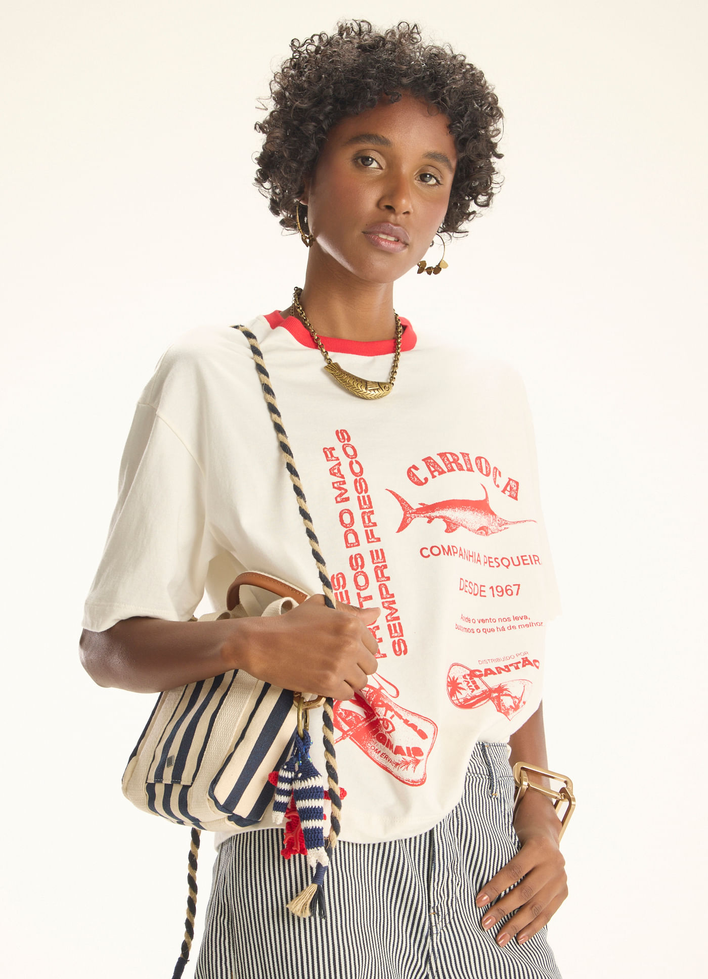 T-shirt maxi carioca off white