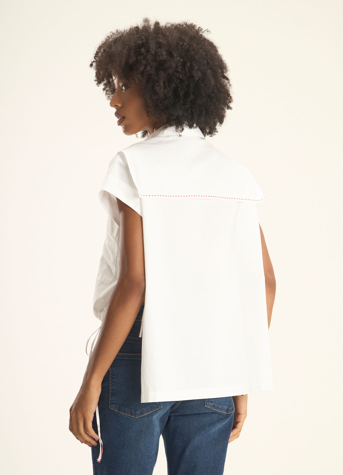 Camisa algodão leve empapelado branco