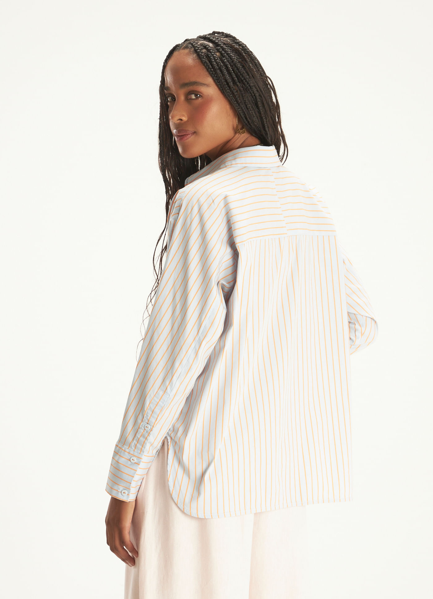 Camisa algodão listra navy