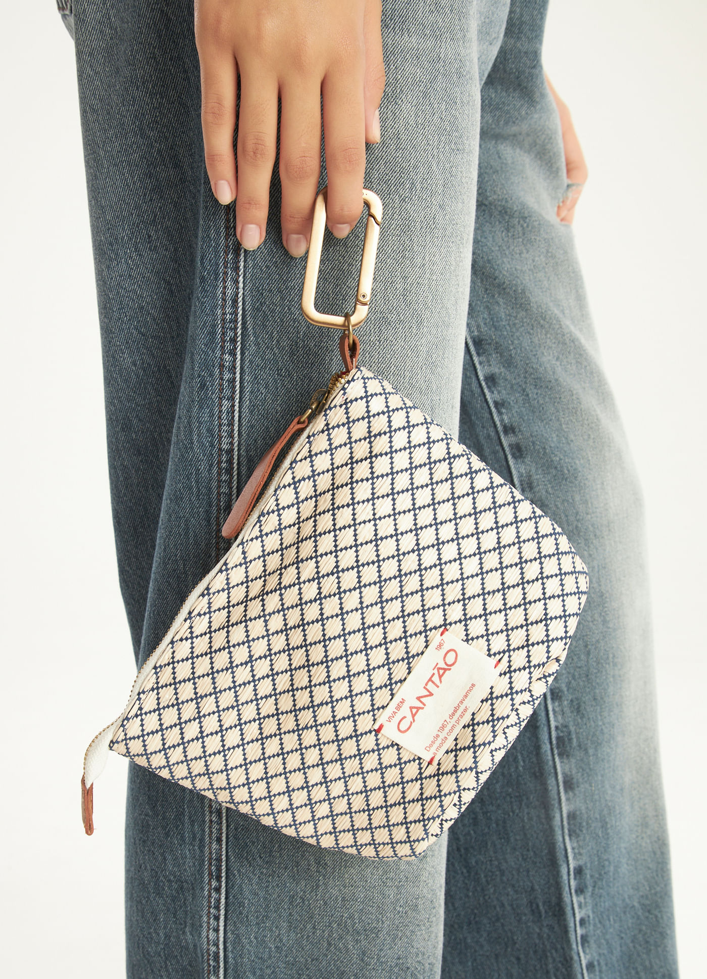 Necessaire palha tramas bege