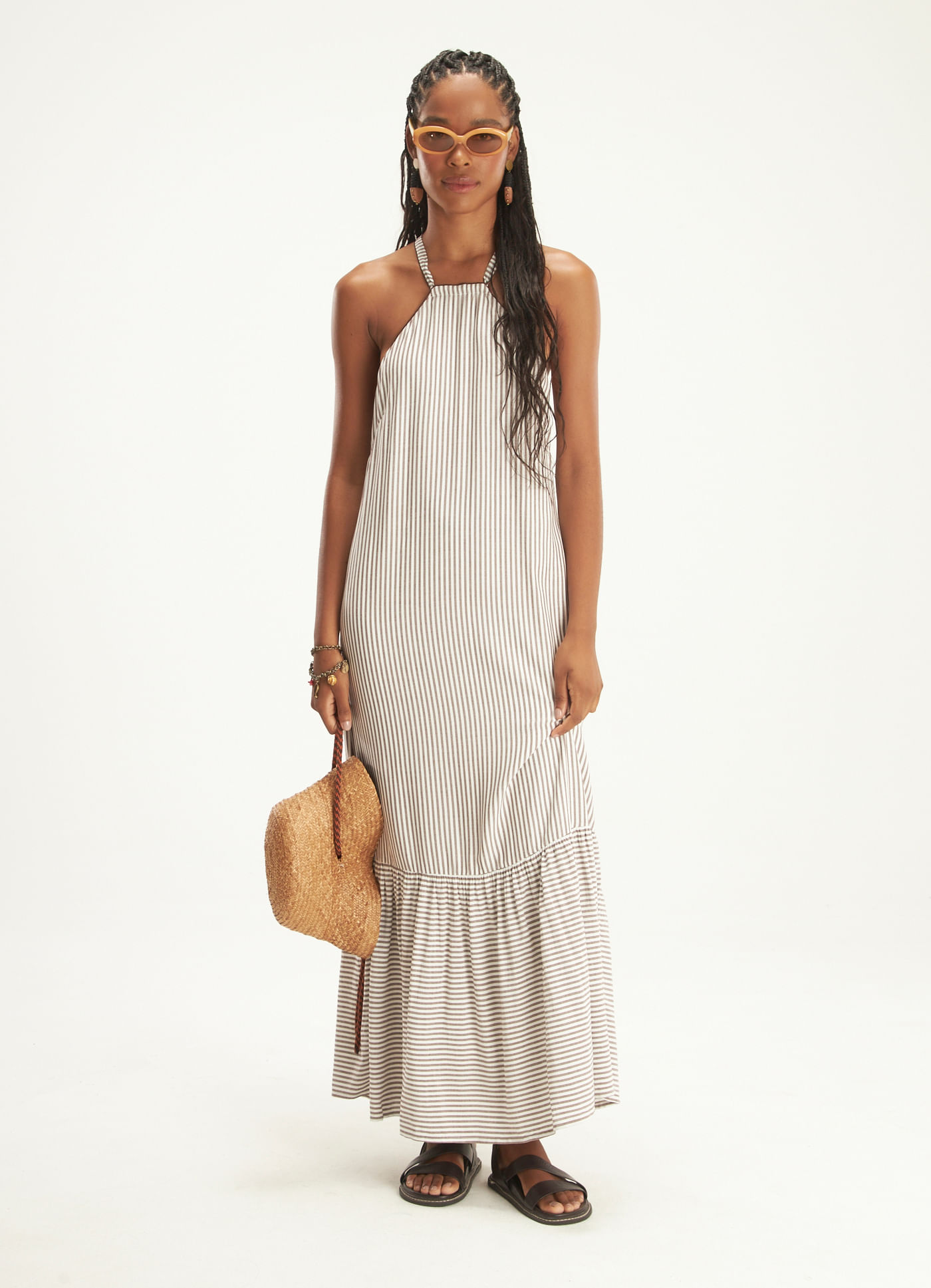 Vestido viscose listra classic