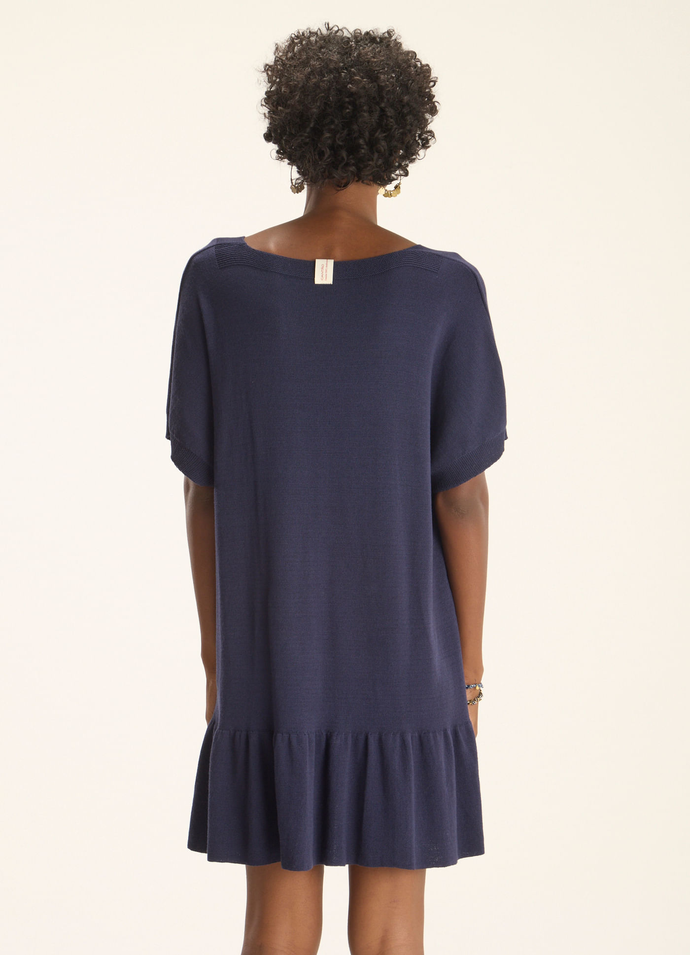 Vestido tricô azul marinho