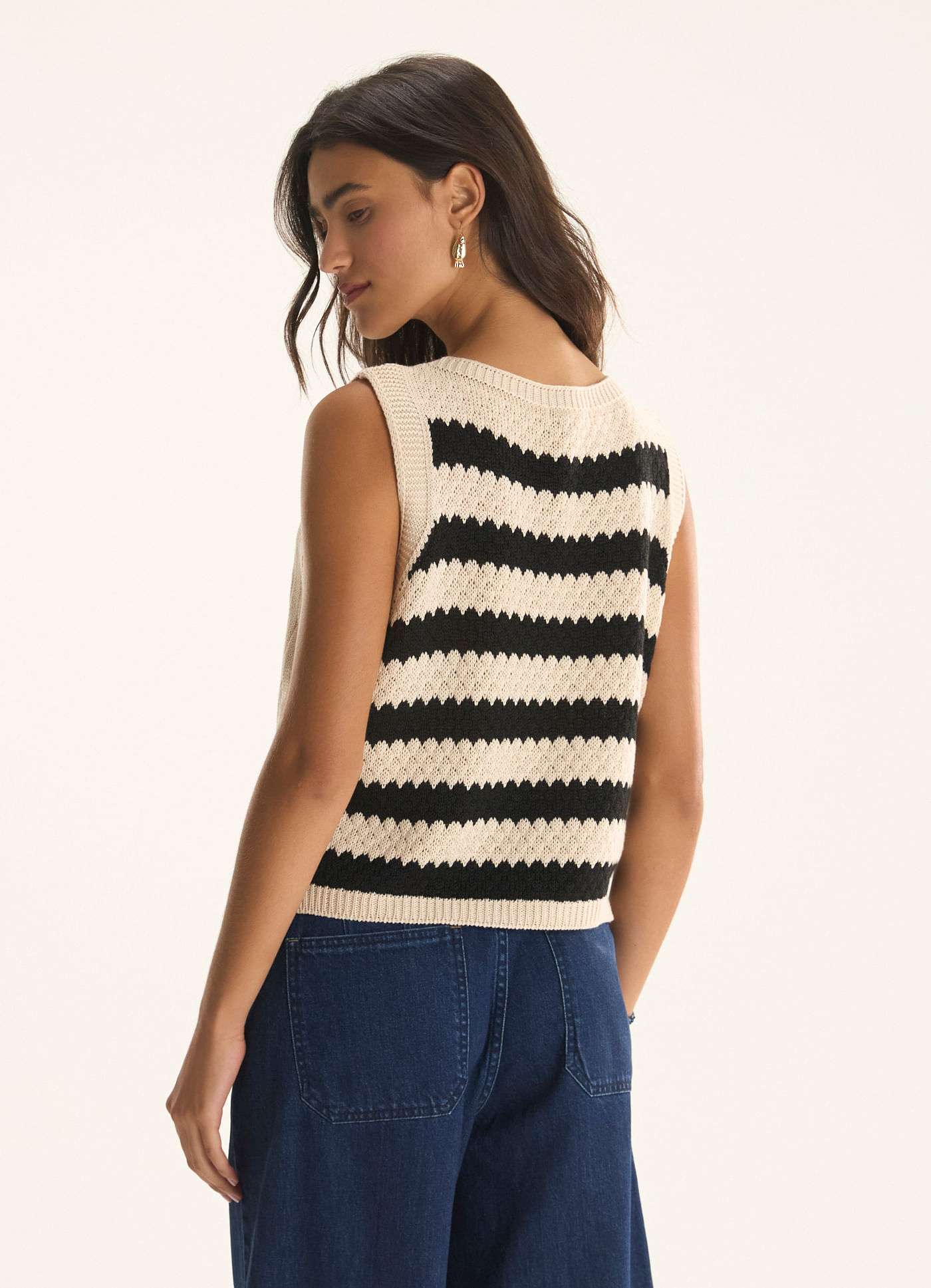 Colete tricô navy areia