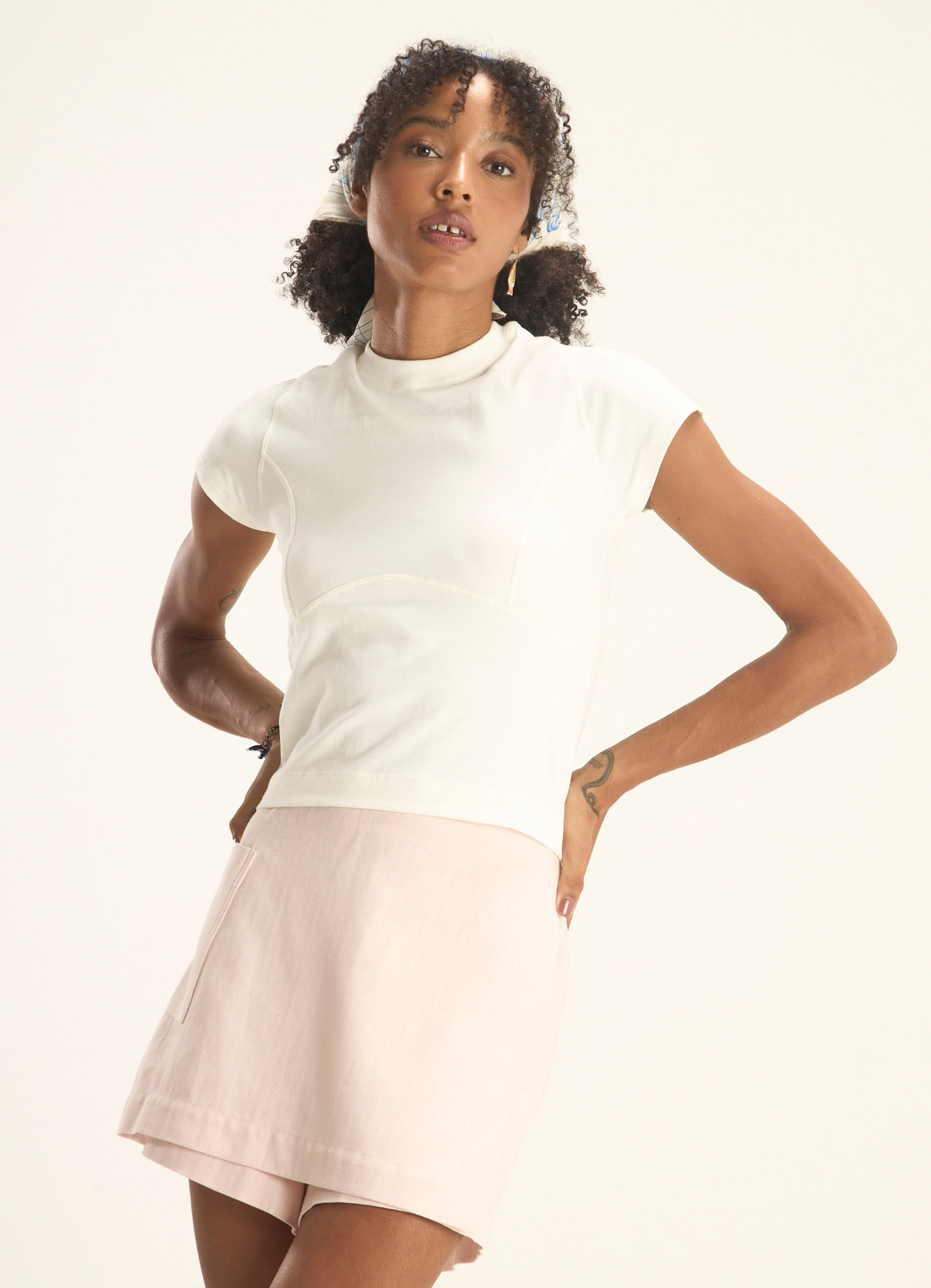 Blusa cotton recortes off white