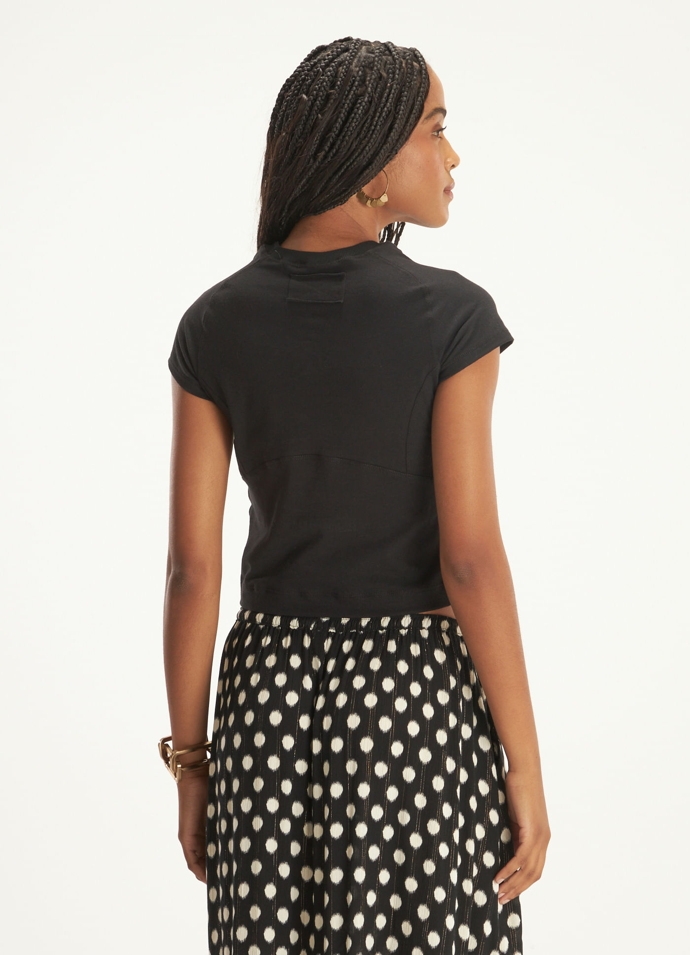 Blusa cotton recortes preto