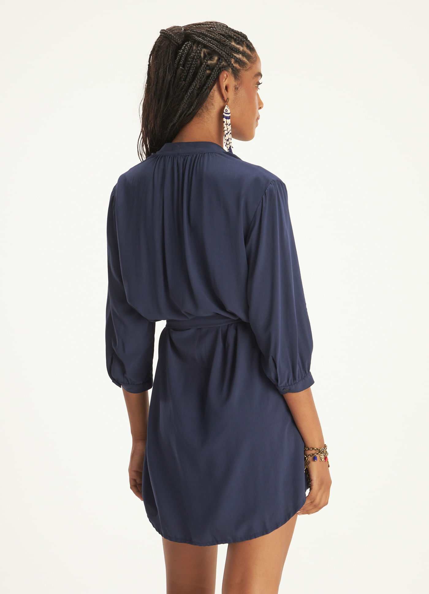 Vestido chemisier viscose maresia azul marinho