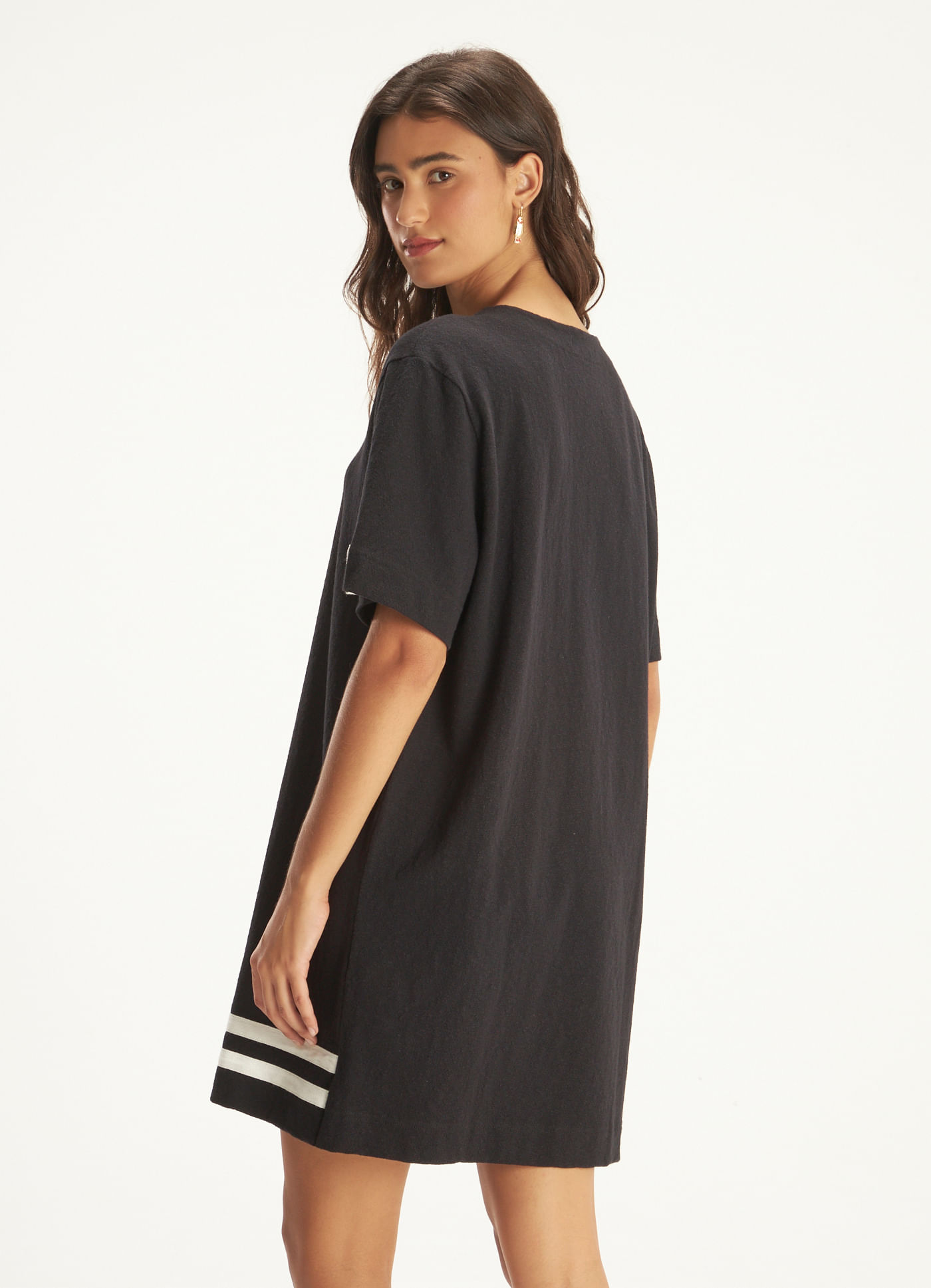 Vestido curto flame listra preto