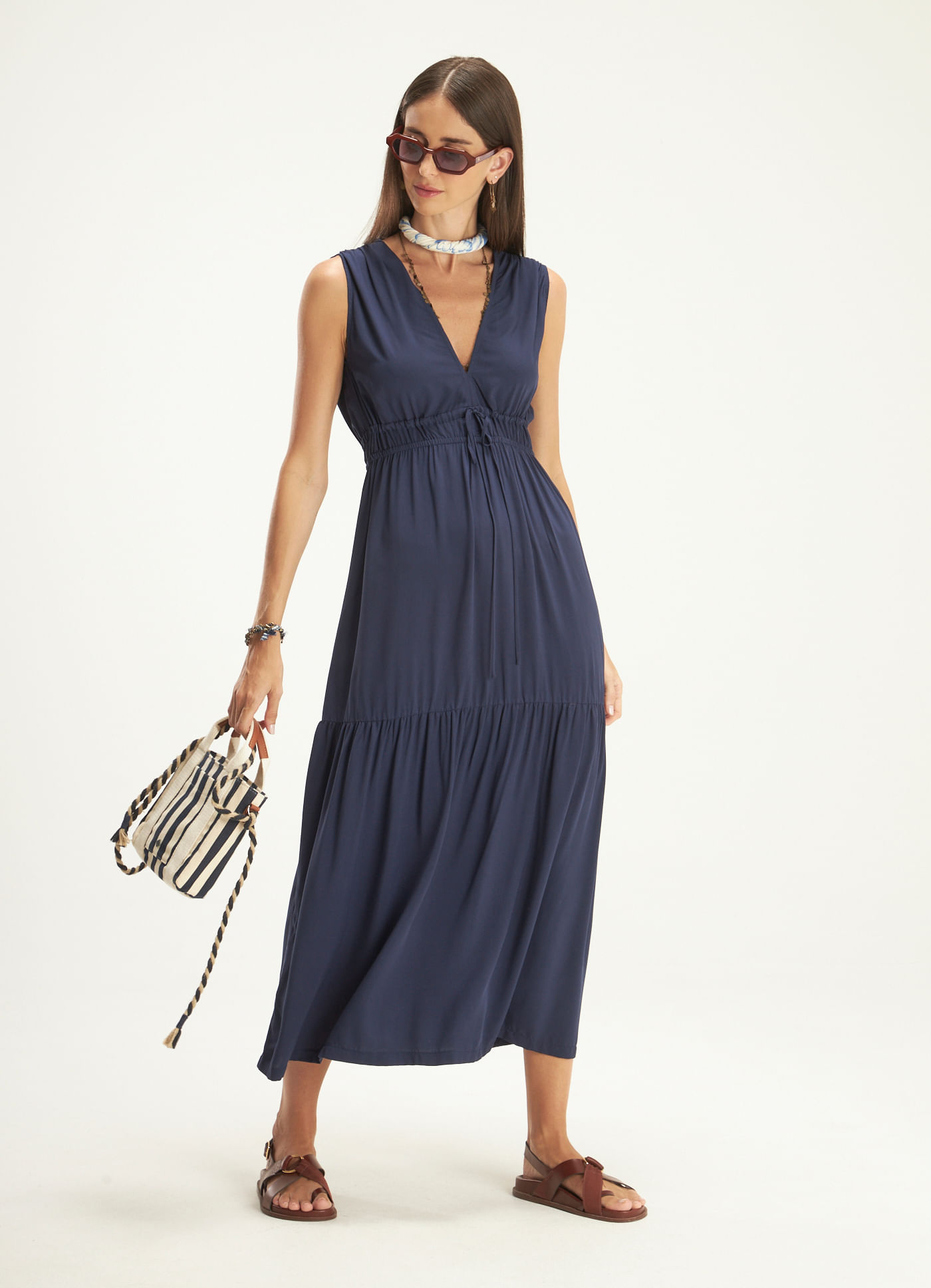 Vestido viscose maresia azul marinho